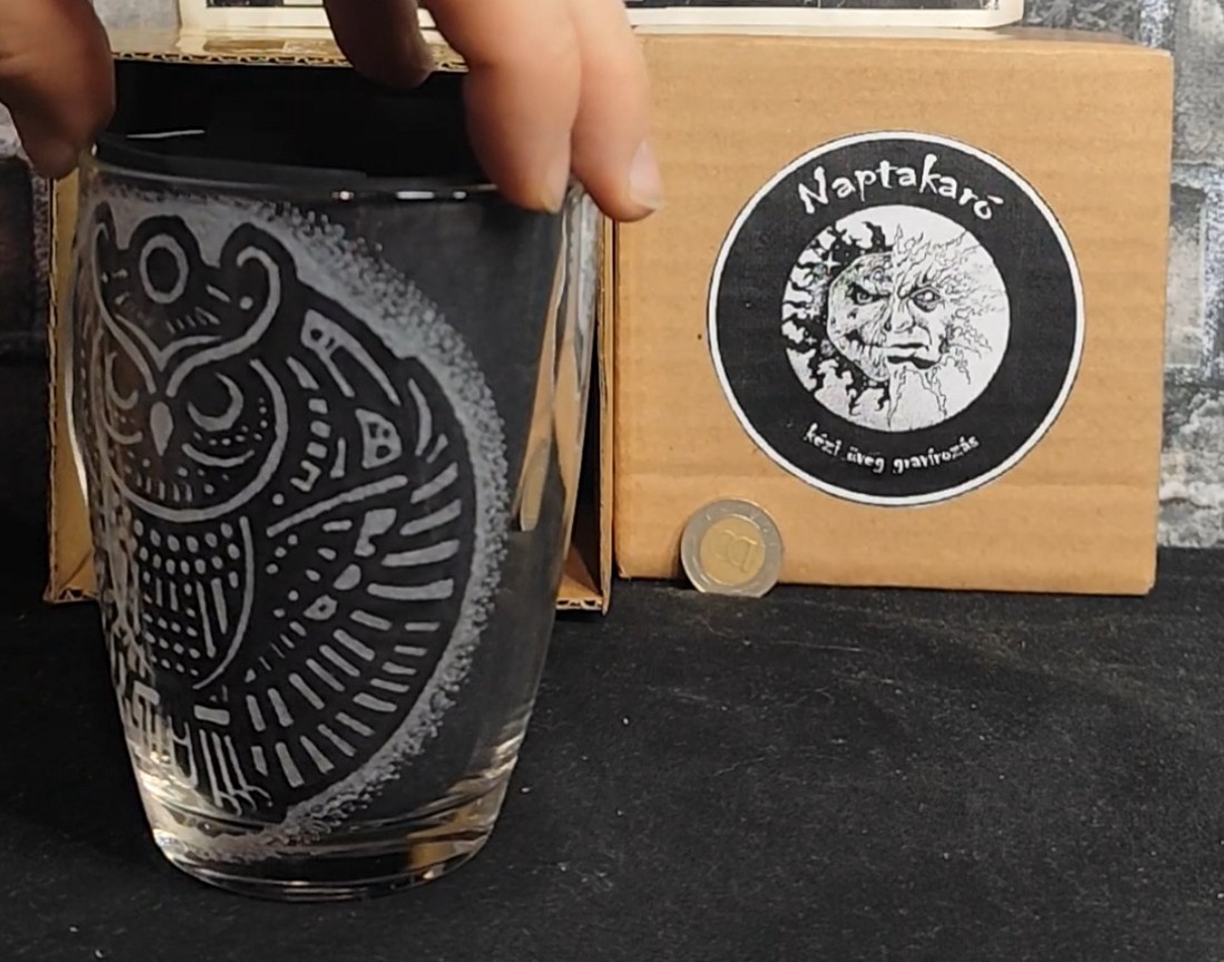 Cană de sticlă cu model de bufniță  -  - Artynos.ro