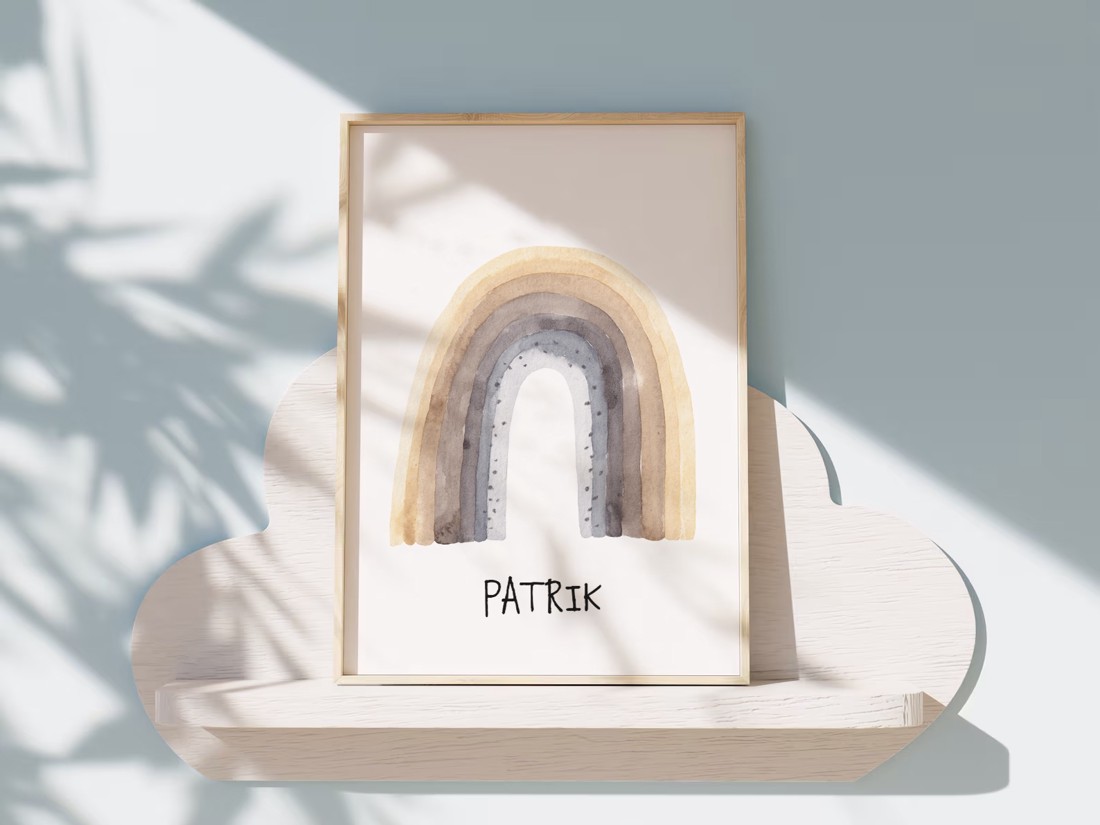 Imagine personalizată pentru camera copiilor, decorațiuni pentru camera bebelușului, arici, lună, curcubeu, artă de perete set de 3 -  - Artynos.ro