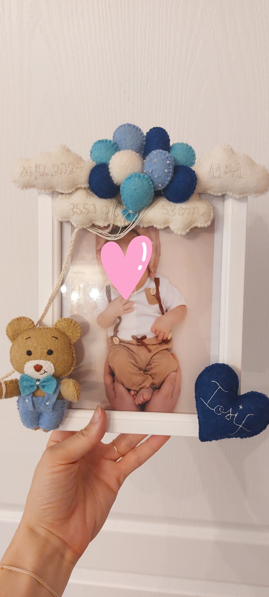 Rama foto personalizata Ursulet Newborn - pentru copii si bebelusi. Cadou newborn. Cadou personalizat. Camera copilului - casă & stil de viață - echipament pentru camera copiilor - tablouri de cameră pentru copii - Artynos.ro