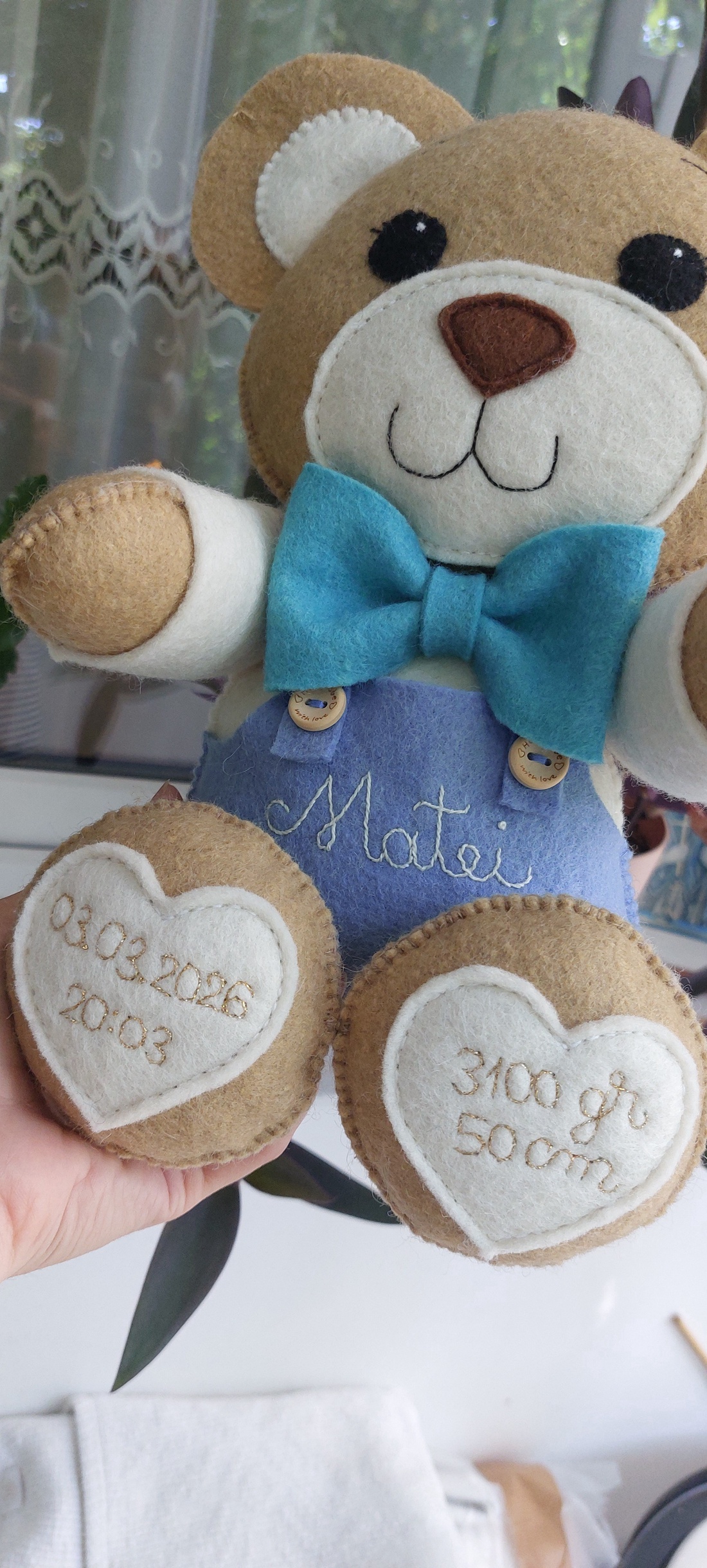 Ursulet personalizat.Ursulet handmade.Cadou nou-nascut.Camera copilului.Jucarie personalizata - casă & stil de viață - echipament pentru camera copiilor - tablouri de cameră pentru copii - Artynos.ro