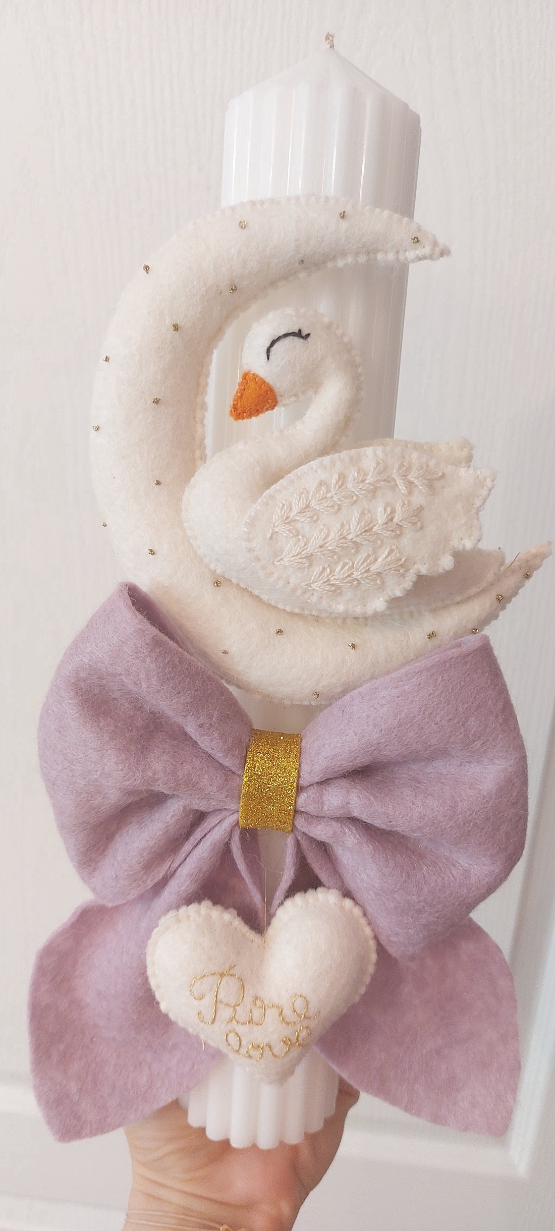 Lumanare botez handmade premium. Lumanare botez personalizata. Lumanare botez fetite. Lumanare botez fetita. Lebada.Swan - jucării și echipamente pentru copii - daruri de botez - Artynos.ro