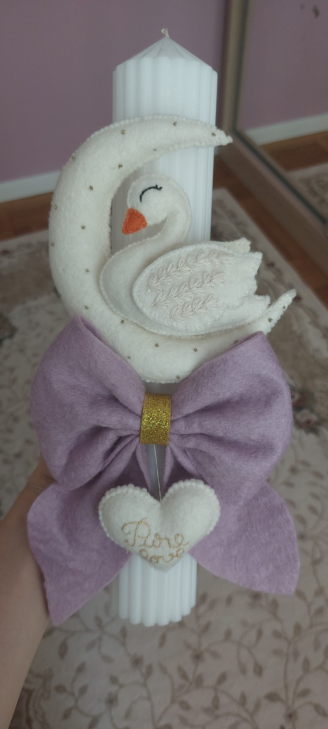 Lumanare botez handmade premium. Lumanare botez personalizata. Lumanare botez fetite. Lumanare botez fetita. Lebada.Swan - jucării și echipamente pentru copii - daruri de botez - Artynos.ro