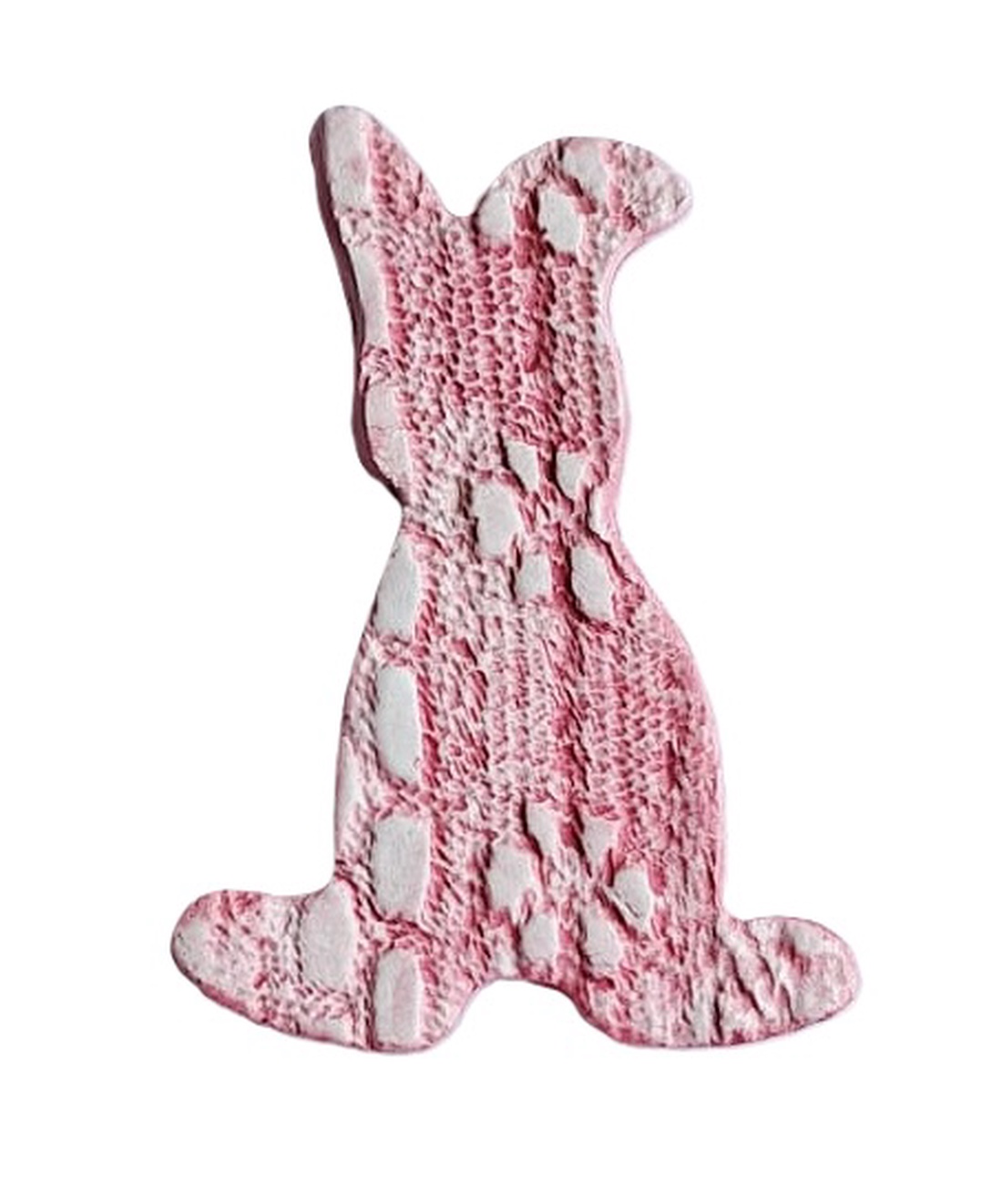 Iepurași decorativi Paște Fericit din lut, cu magnet, model dantelat - decor de sărbători - decorațiuni de paște - iepuraș de paște - Artynos.ro