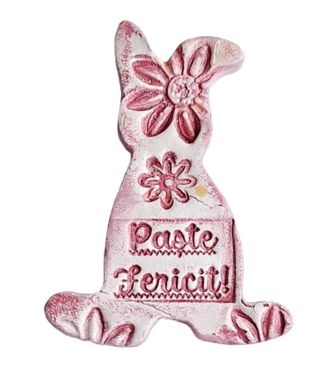 Iepurași decorativi Paște Fericit din lut, cu magnet, model uni 2 - decor de sărbători - decorațiuni de paște - iepuraș de paște - Artynos.ro