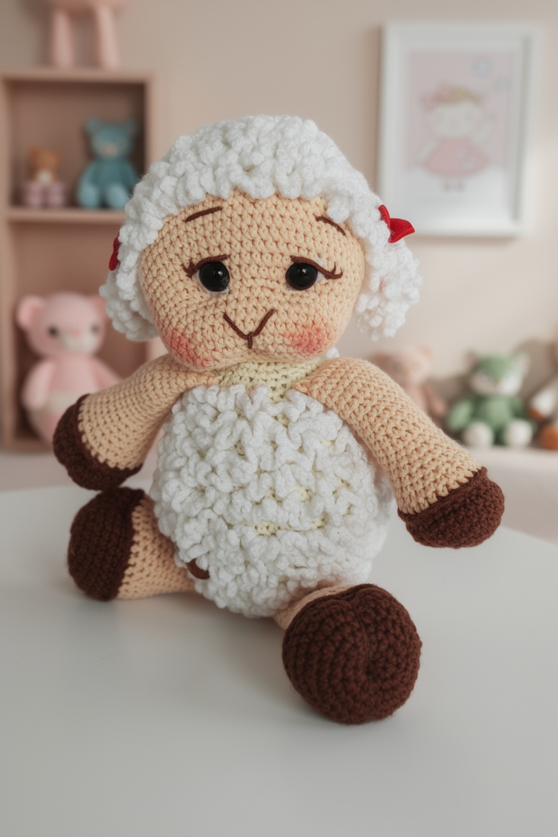 Oița Bulgarăș � oață croșetată pufoasă, 27 cm, prietenă de îmbrățișat - jucării și echipamente pentru copii - plușuri - figurine de pluș - Artynos.ro