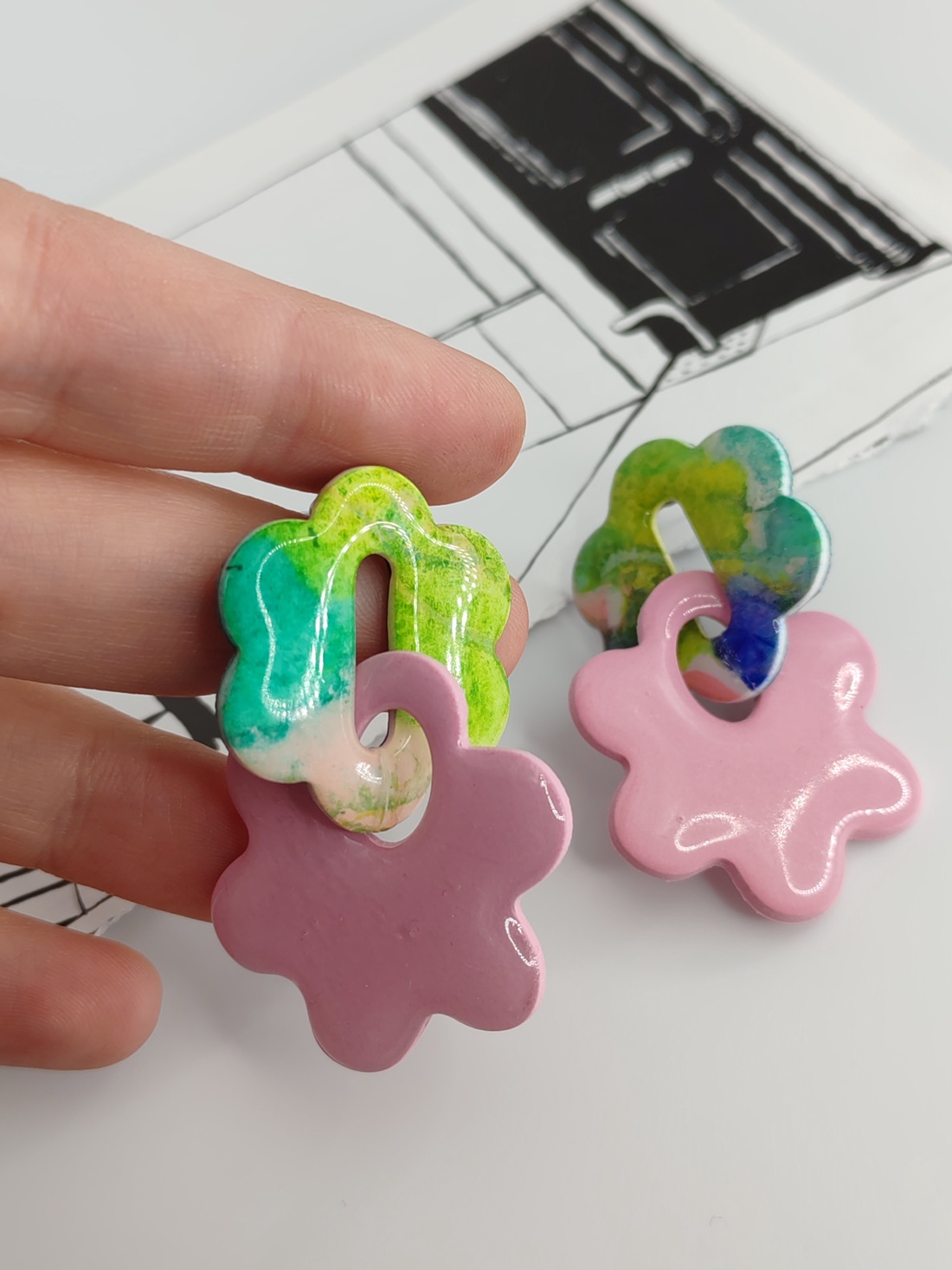 Cercei Spring in Pastel - bijuterii - cercei - cercei hoops - Artynos.ro