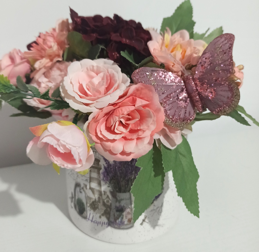 GHIVECI CERAMICĂ IMPRIMATĂ CU FLORICELE ROZ, GRENA - casă & stil de viață - decorațiuni de casă - decorațiuni de masă și rafturi - boluri decorative - Artynos.ro