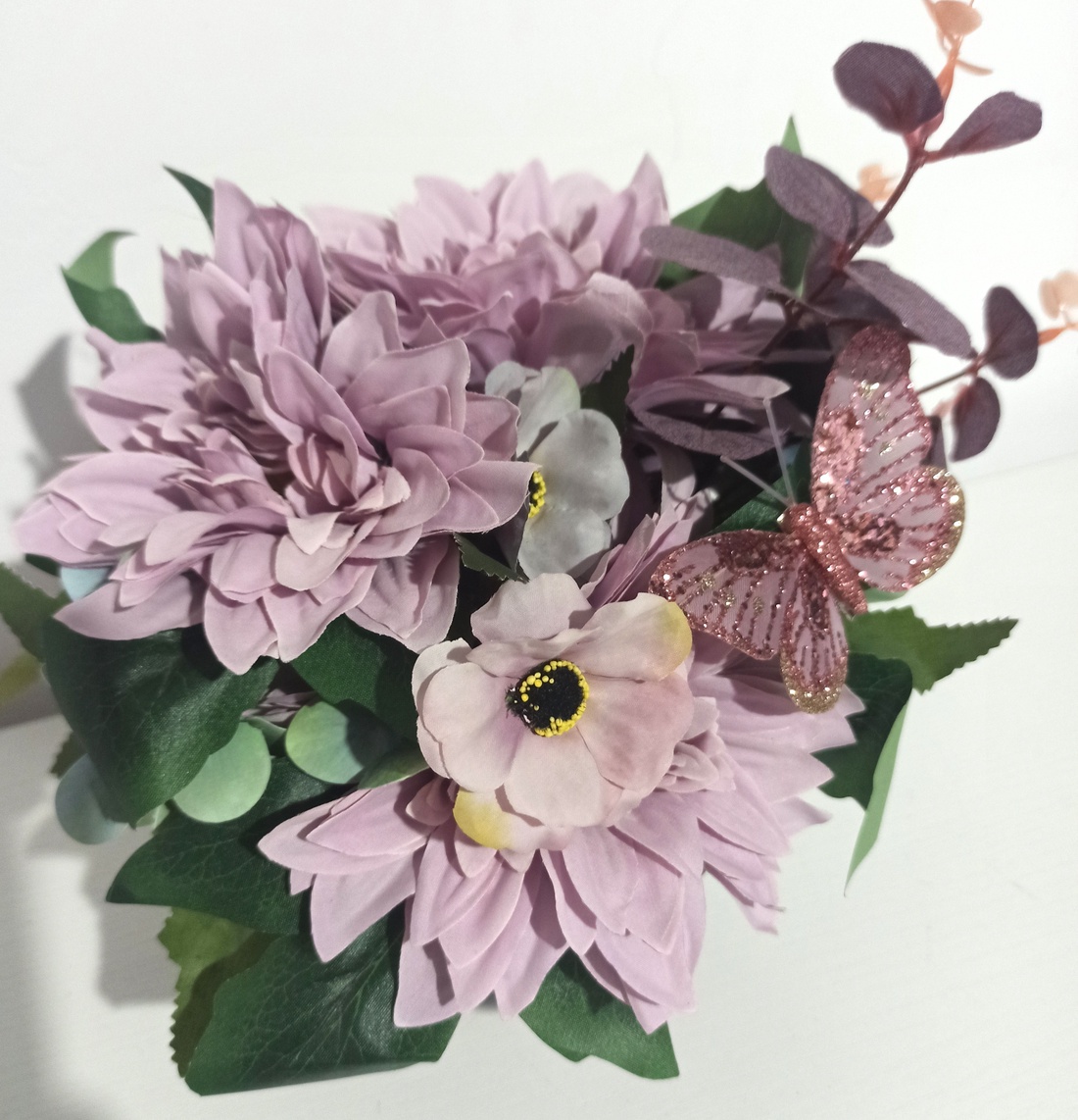 Ghiveci Ceramică Imprimat Roz Cu Dalii și Anemone Lila - casă & stil de viață - decorațiuni de casă - decorațiuni de masă și rafturi - boluri decorative - Artynos.ro