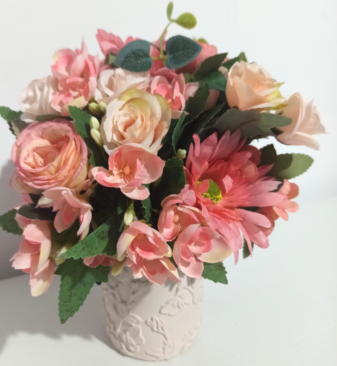 Ghiveci Ceramică Roz Imprimat Cu Floricele Roz și Bej - casă & stil de viață - decorațiuni de casă - decorațiuni de masă și rafturi - boluri decorative - Artynos.ro