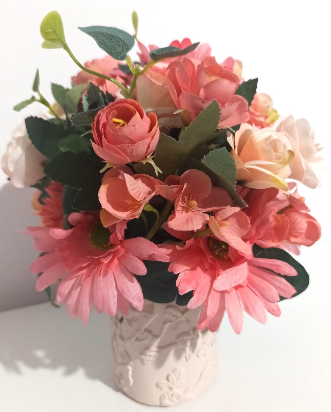 Ghiveci Ceramică Roz Imprimat Cu Floricele Roz și Bej - casă & stil de viață - decorațiuni de casă - decorațiuni de masă și rafturi - boluri decorative - Artynos.ro