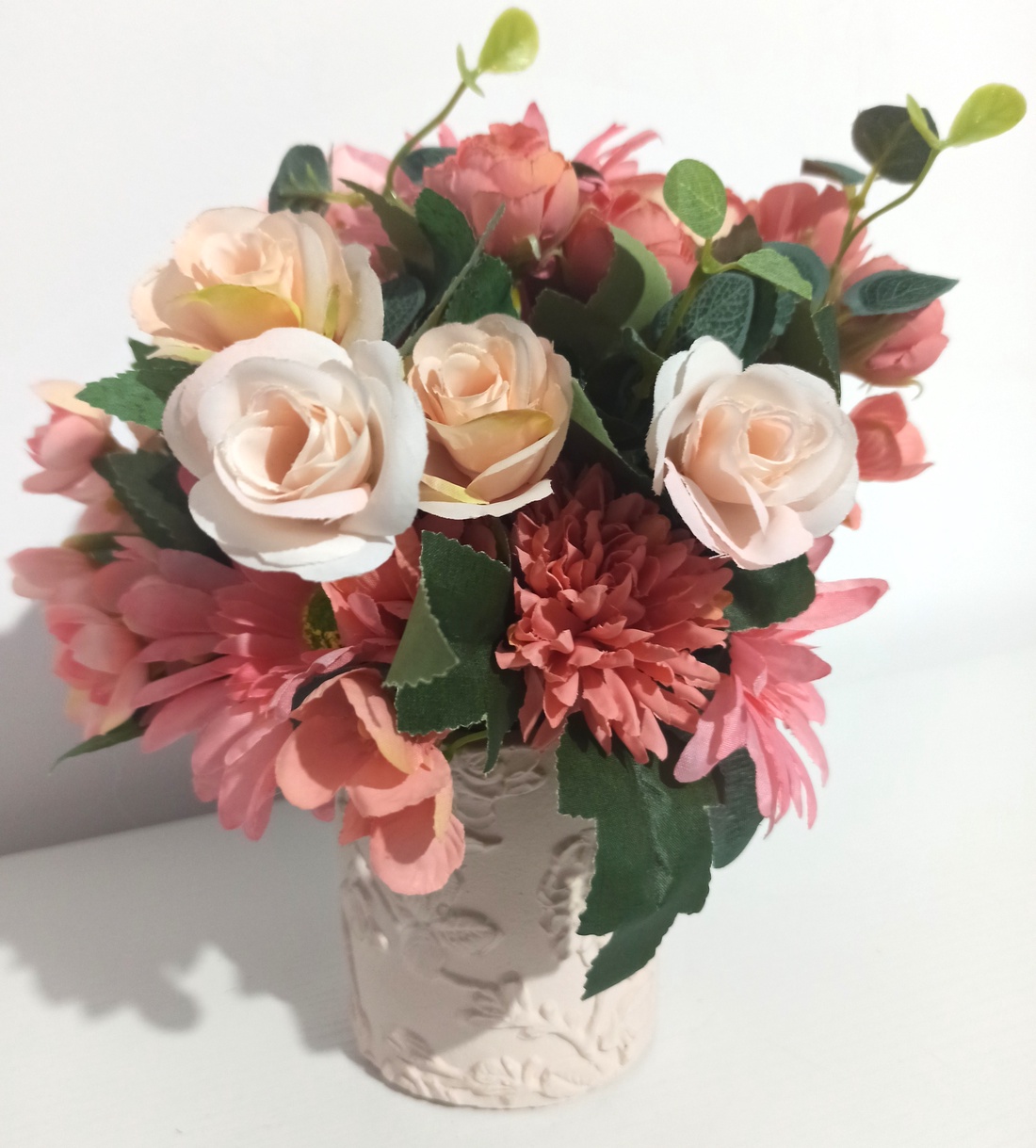 Ghiveci Ceramică Roz Imprimat Cu Floricele Roz și Bej - casă & stil de viață - decorațiuni de casă - decorațiuni de masă și rafturi - boluri decorative - Artynos.ro