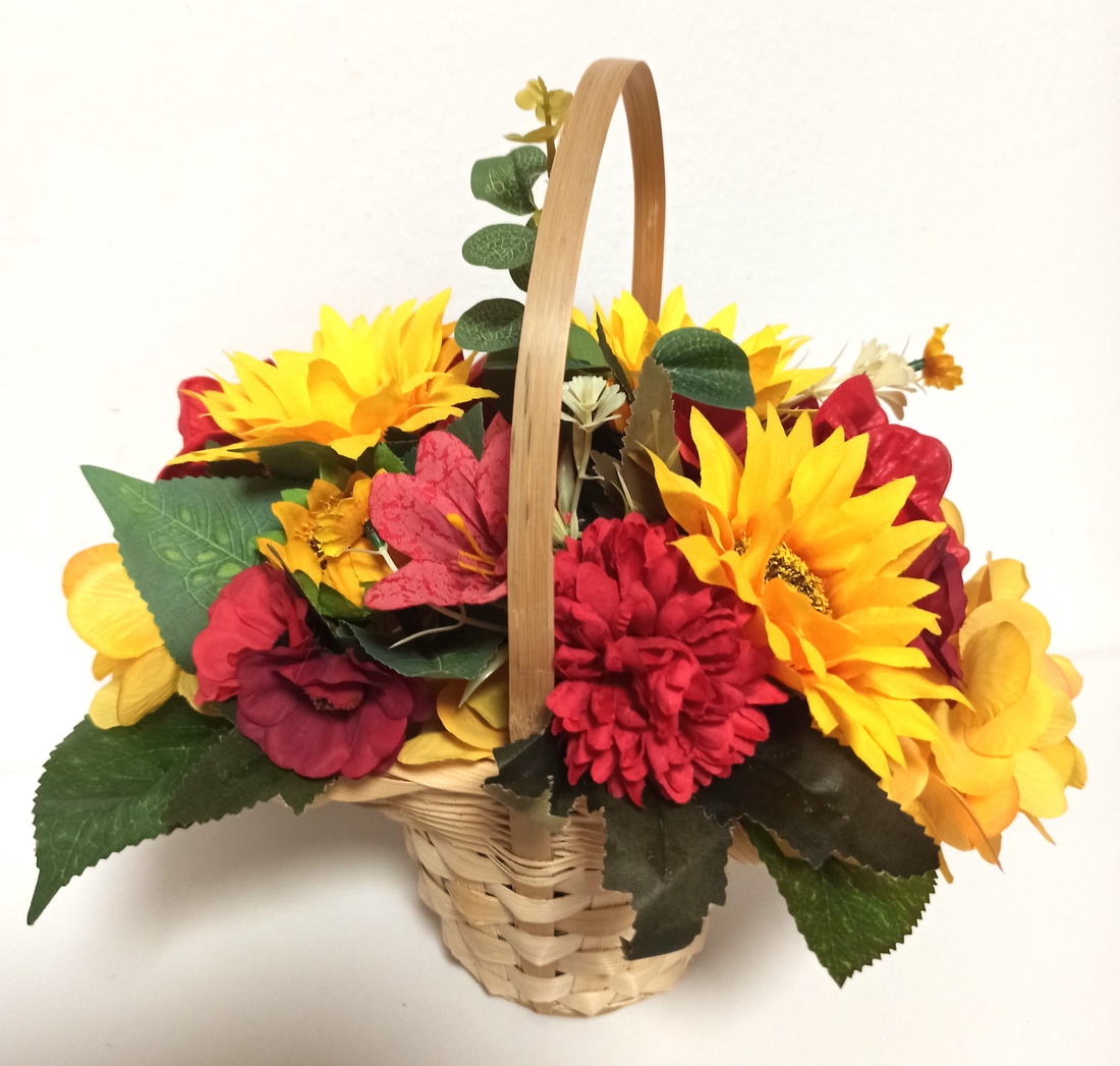 Coș Florentin Cu Maci și Floarea Soarelui - casă & stil de viață - decorațiuni de casă - accesorii florale - cutii cu flori - Artynos.ro