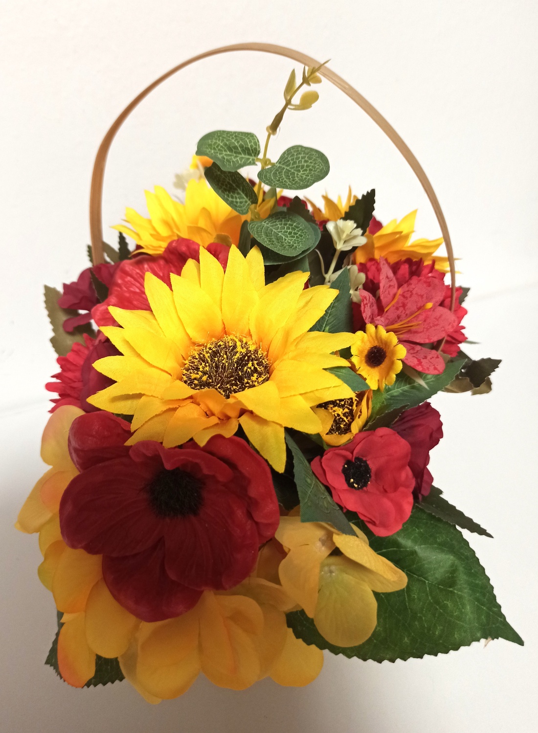 Coș Florentin Cu Maci și Floarea Soarelui - casă & stil de viață - decorațiuni de casă - accesorii florale - cutii cu flori - Artynos.ro