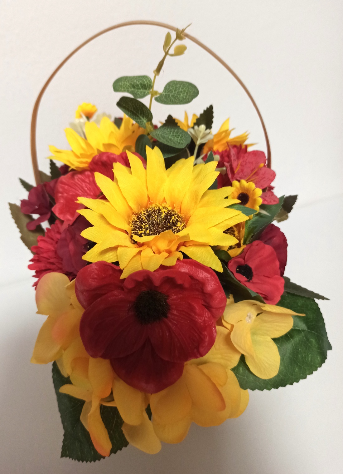 Coș Florentin Cu Maci și Floarea Soarelui - casă & stil de viață - decorațiuni de casă - accesorii florale - cutii cu flori - Artynos.ro