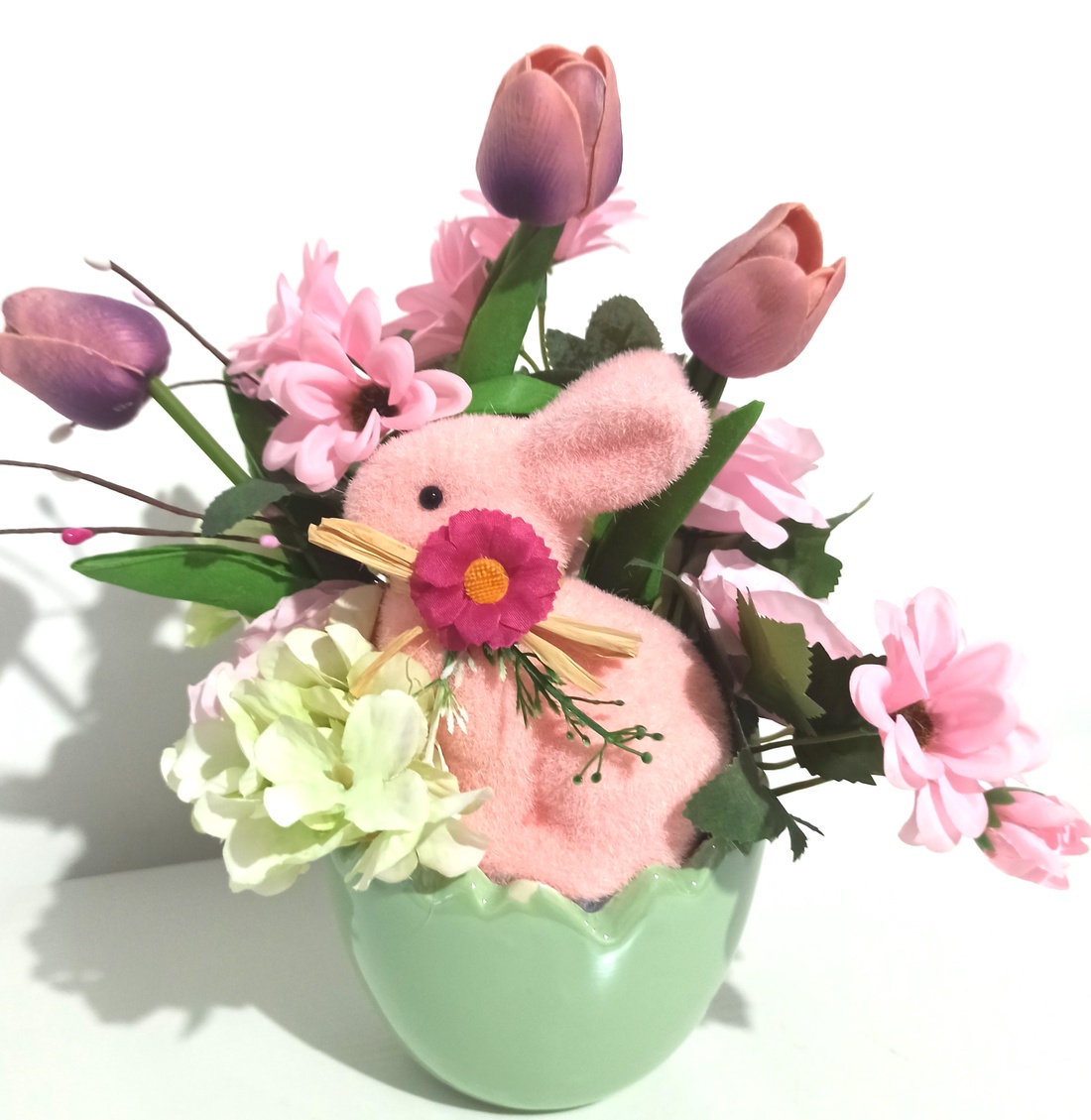 GHIVECI CERAMICĂ TIP OU CU IEPURE ȘI FLORI MOV, LILA - casă & stil de viață - decorațiuni de casă - decorațiuni de masă și rafturi - decorațiuni de masă - Artynos.ro