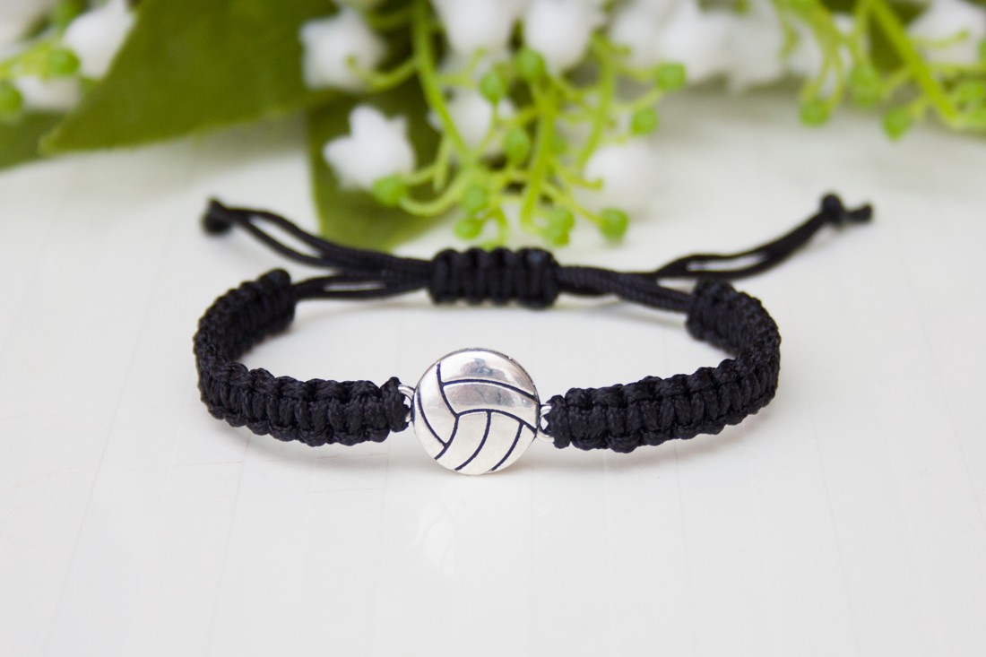 Brățară macramé împletită - Volleyball negru -  - Artynos.ro