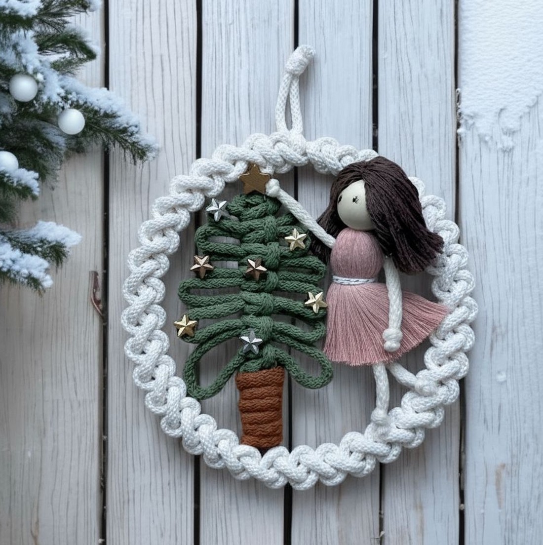 Decorațiuni de Crăciun Makramé - Copac înstelat și păpușă înger - crăciun - decorațiuni de crăciun de casă - decorațiuni pentru ușă de crăciun - Artynos.ro Decorațiuni de Crăciun Makramé - Copac înstelat și păpușă înger - crăciun - decorațiuni de crăciun de casă - decorațiuni pentru ușă de crăciun - Artynos.ro