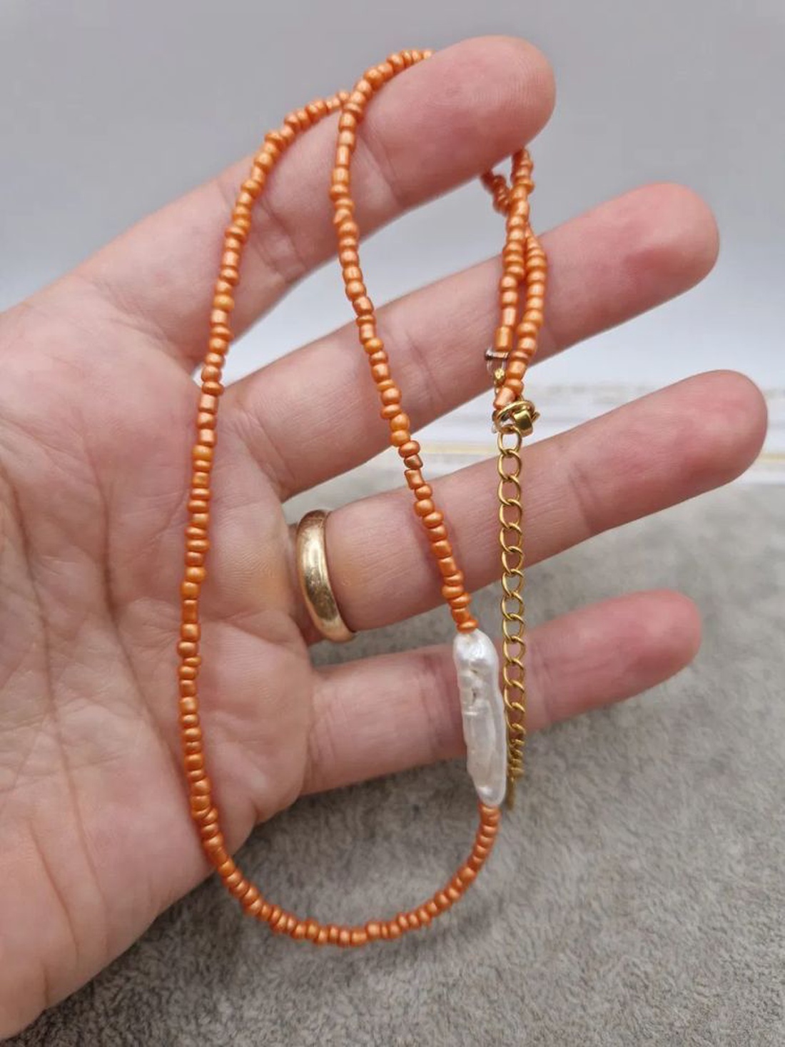 Colier de Vară portocaliu - bijuterii - coliere - chockere - Artynos.ro