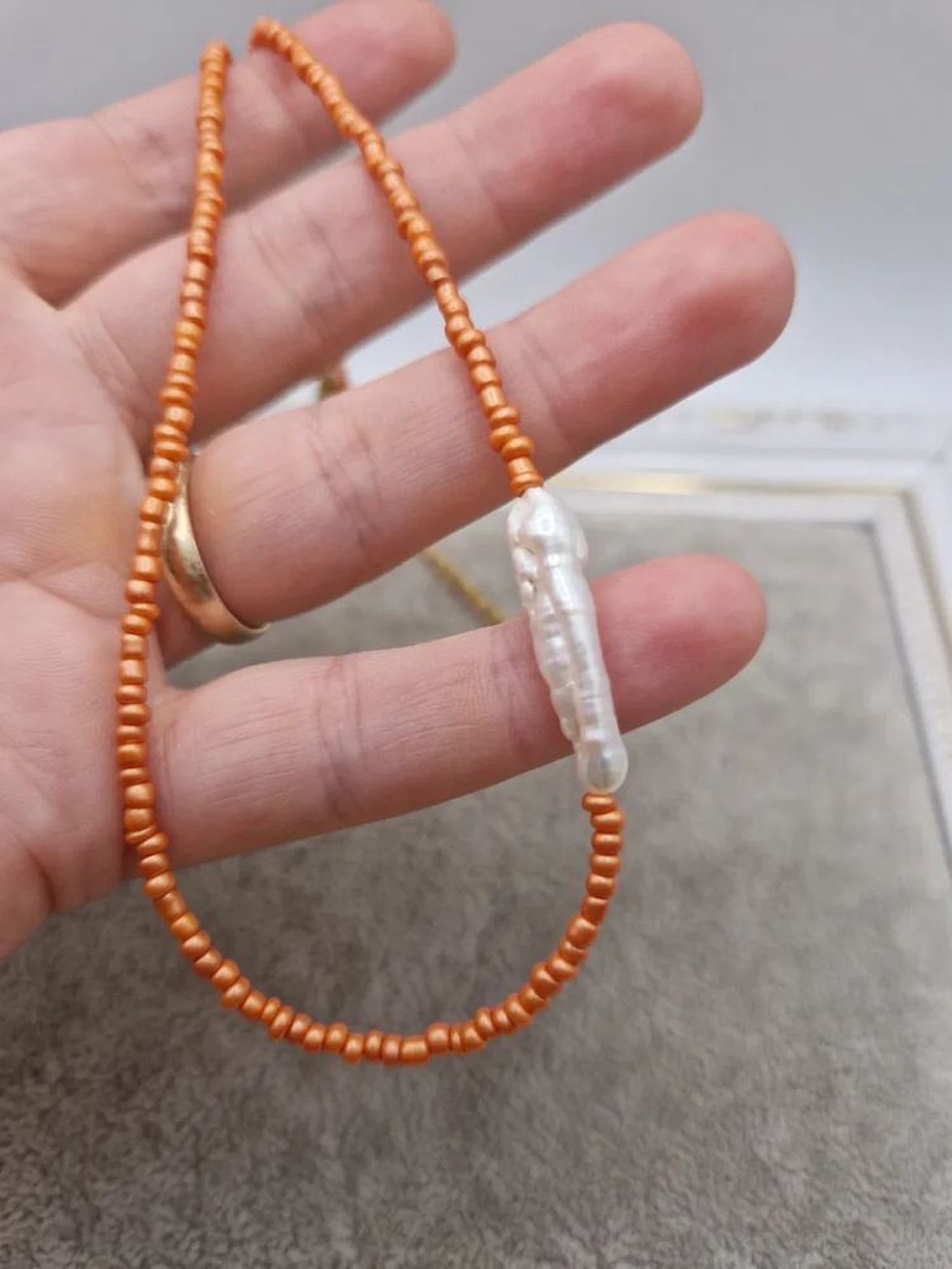 Colier de Vară portocaliu - bijuterii - coliere - chockere - Artynos.ro