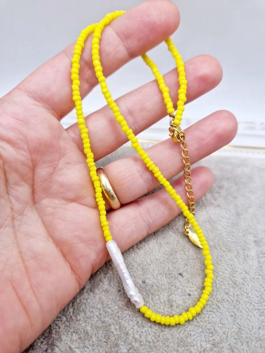 Colier de Vară galben - bijuterii - coliere - chockere - Artynos.ro