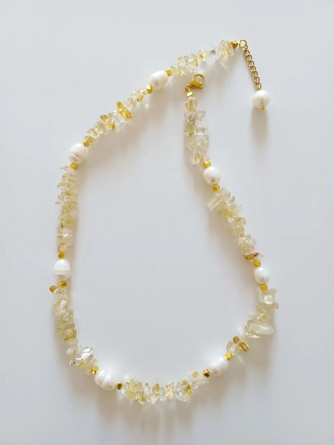 Colier din Citrin si Perle naturale - bijuterii - coliere - chockere - Artynos.ro