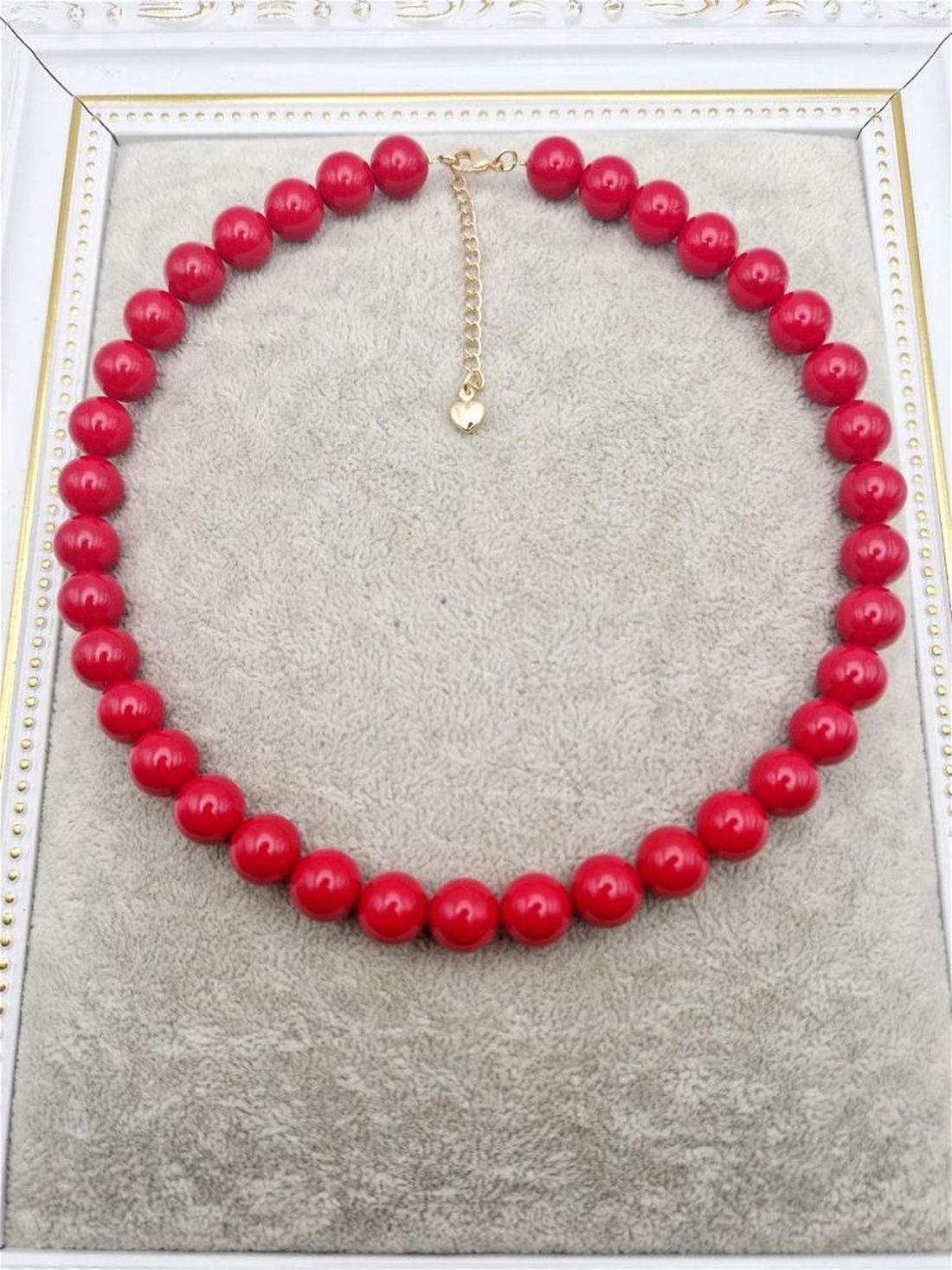 Colier Perle tip Mallorca Roșu Aur - bijuterii - coliere - chockere - Artynos.ro