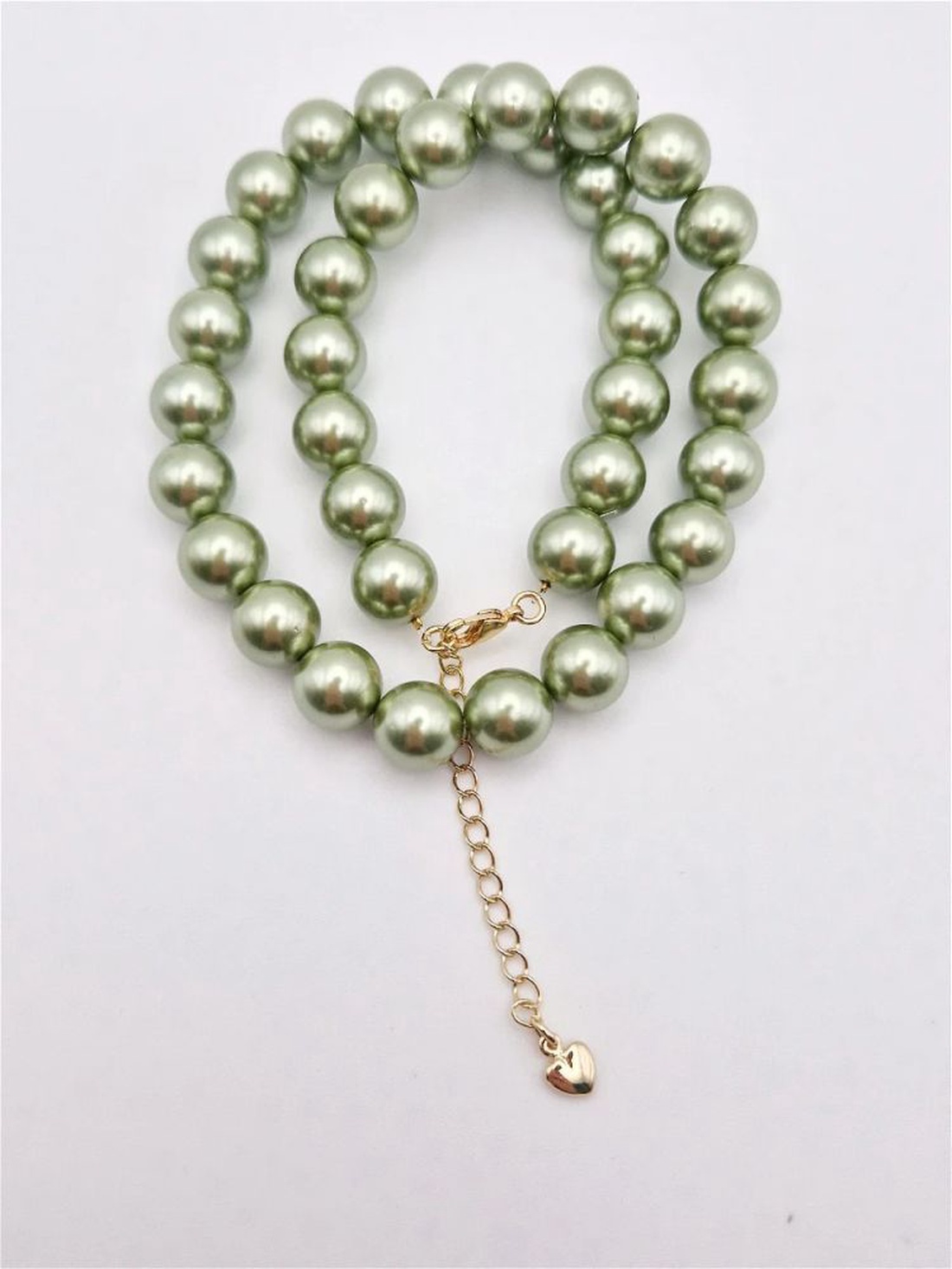 Colier Perle tip Mallorca Verde Aur - bijuterii - coliere - coliere din perle - Artynos.ro