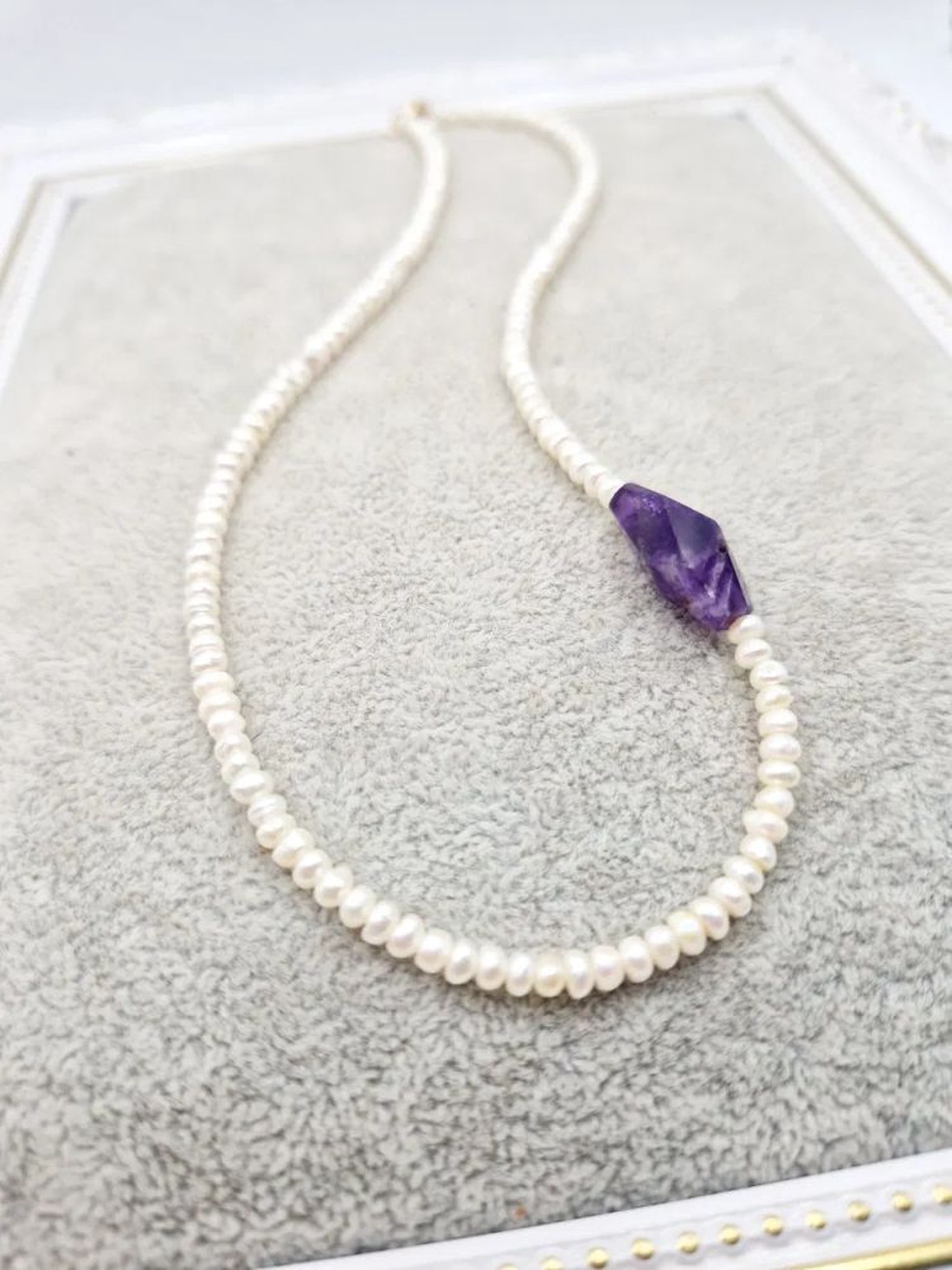 Choker  Perle naturale Ametist - bijuterii - coliere - chockere - Artynos.ro