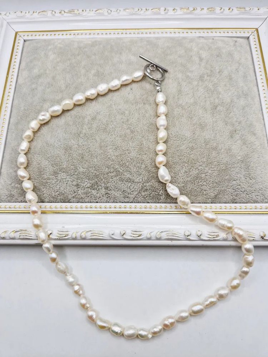 Colier Perle baroc Inox argintiu - bijuterii - coliere - coliere din perle - Artynos.ro