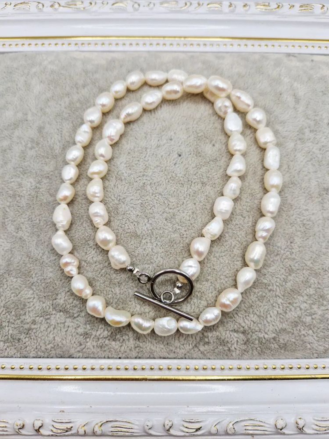 Colier Perle baroc Inox argintiu - bijuterii - coliere - coliere din perle - Artynos.ro