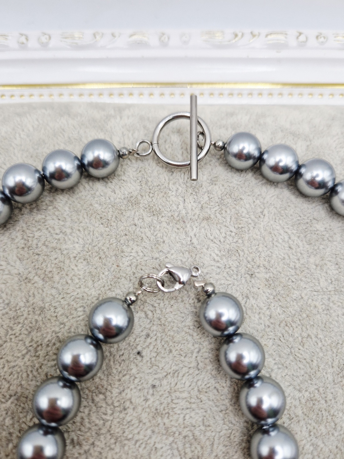 Set Perle tip Mallorca gri Inox - bijuterii - seturi de bijuterii - Artynos.ro