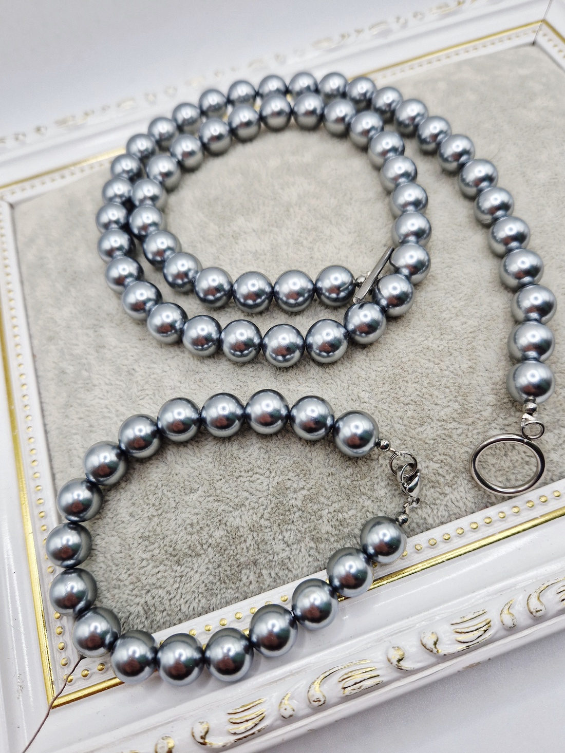 Set Perle tip Mallorca gri Inox - bijuterii - seturi de bijuterii - Artynos.ro