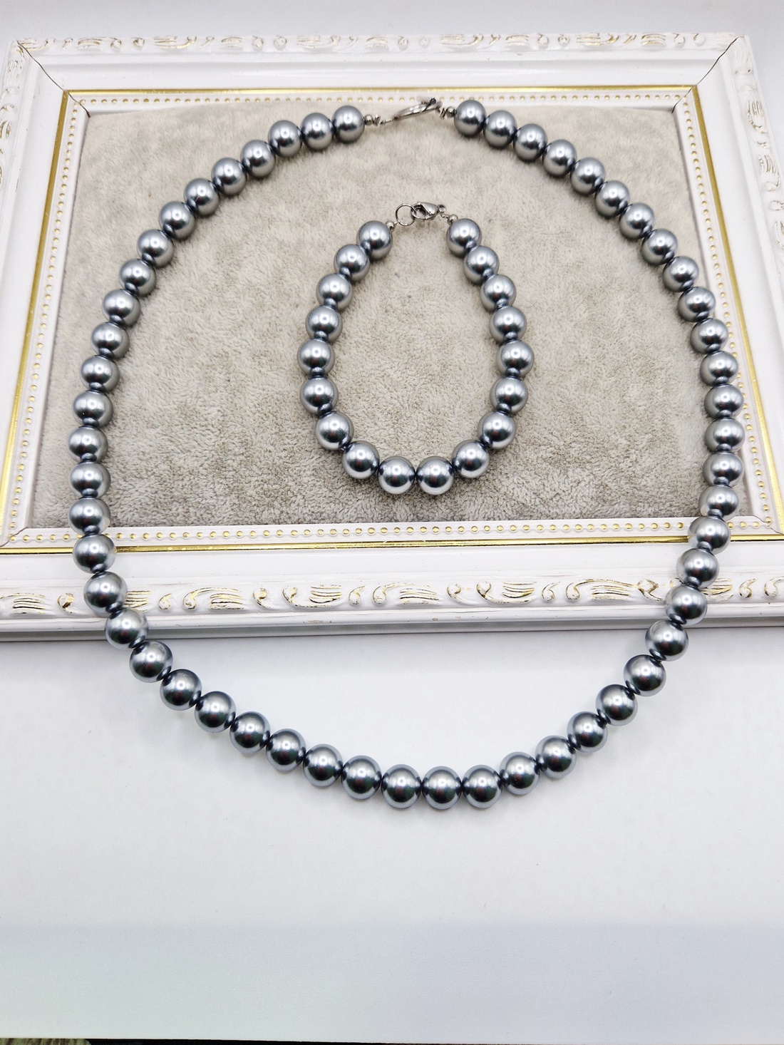 Set Perle tip Mallorca gri Inox - bijuterii - seturi de bijuterii - Artynos.ro