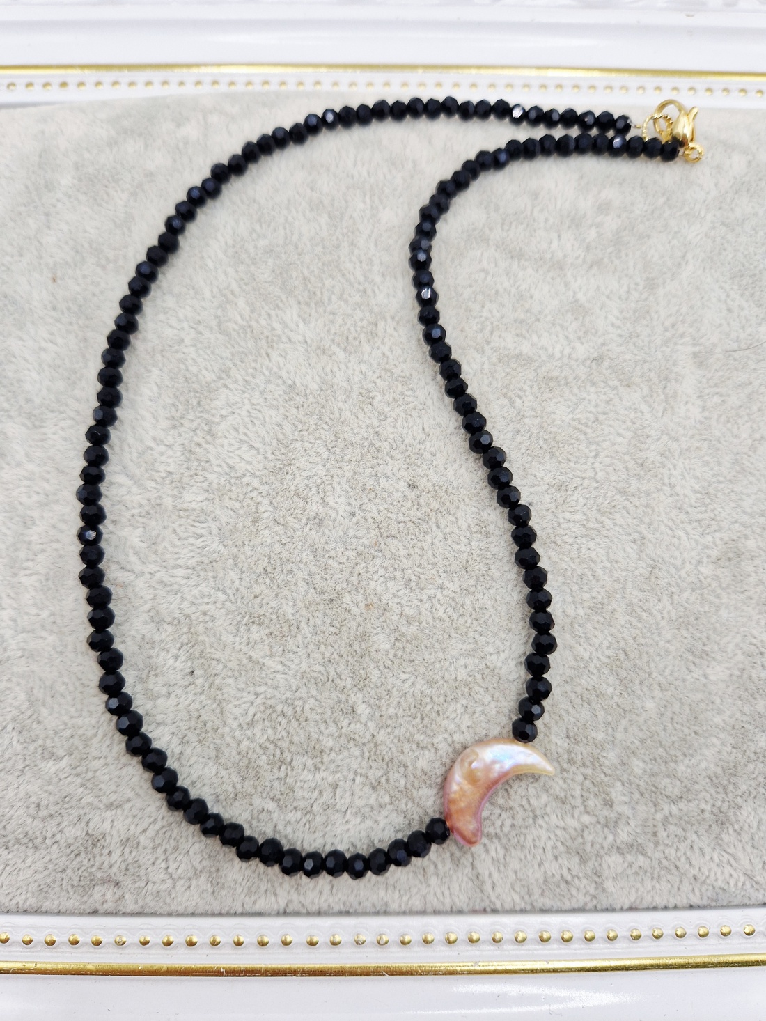 Choker Cristale Perla naturala semiluna - bijuterii - coliere - coliere din perle - Artynos.ro