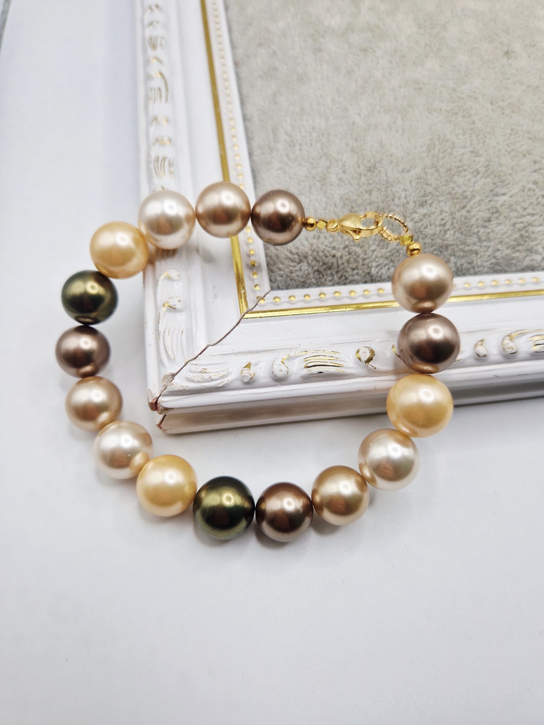 Bratara  Perle tip Mallorca Kaki - bijuterii - brățări - brățări din perle - Artynos.ro