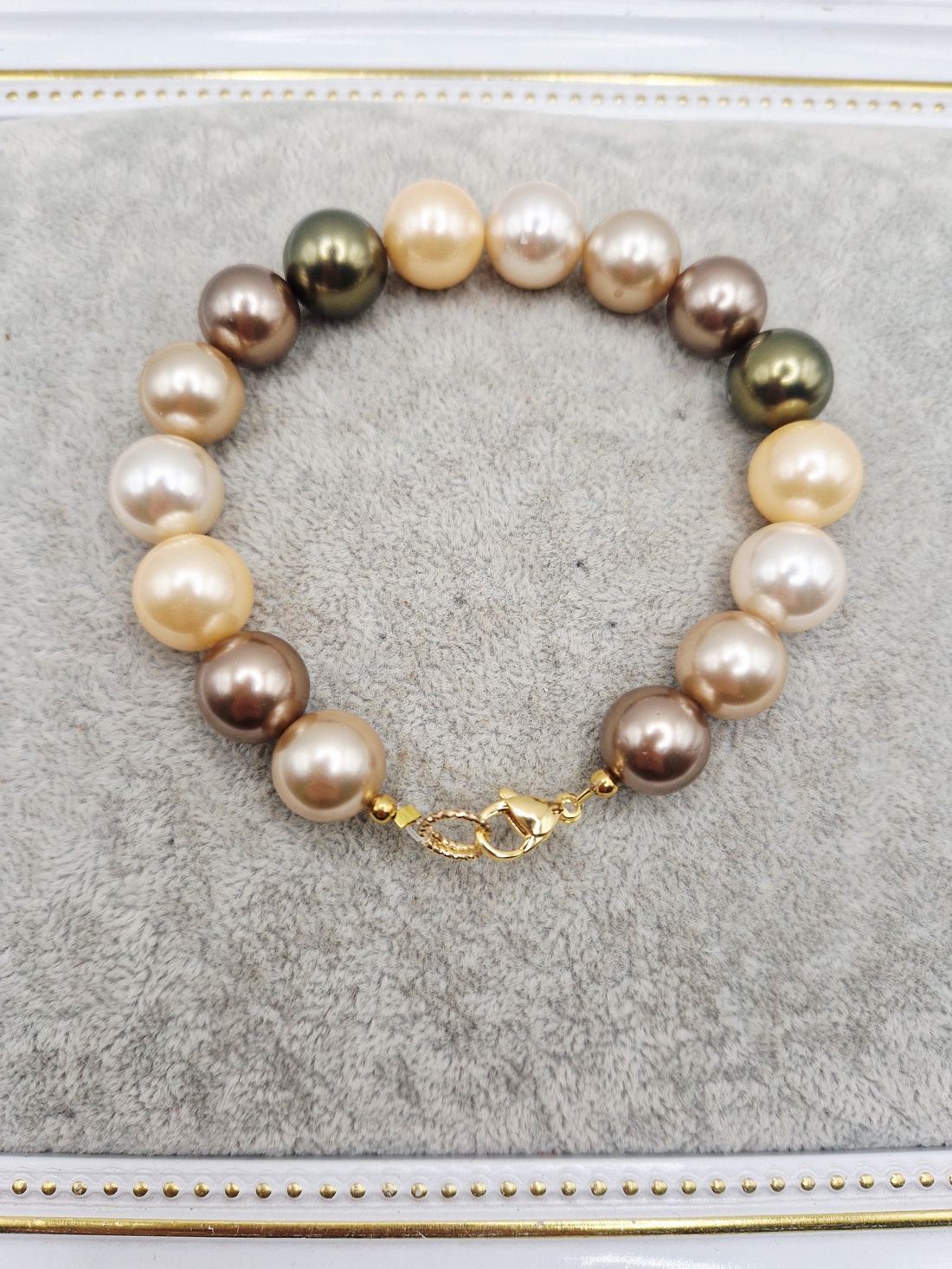 Bratara  Perle tip Mallorca Kaki - bijuterii - brățări - brățări din perle - Artynos.ro