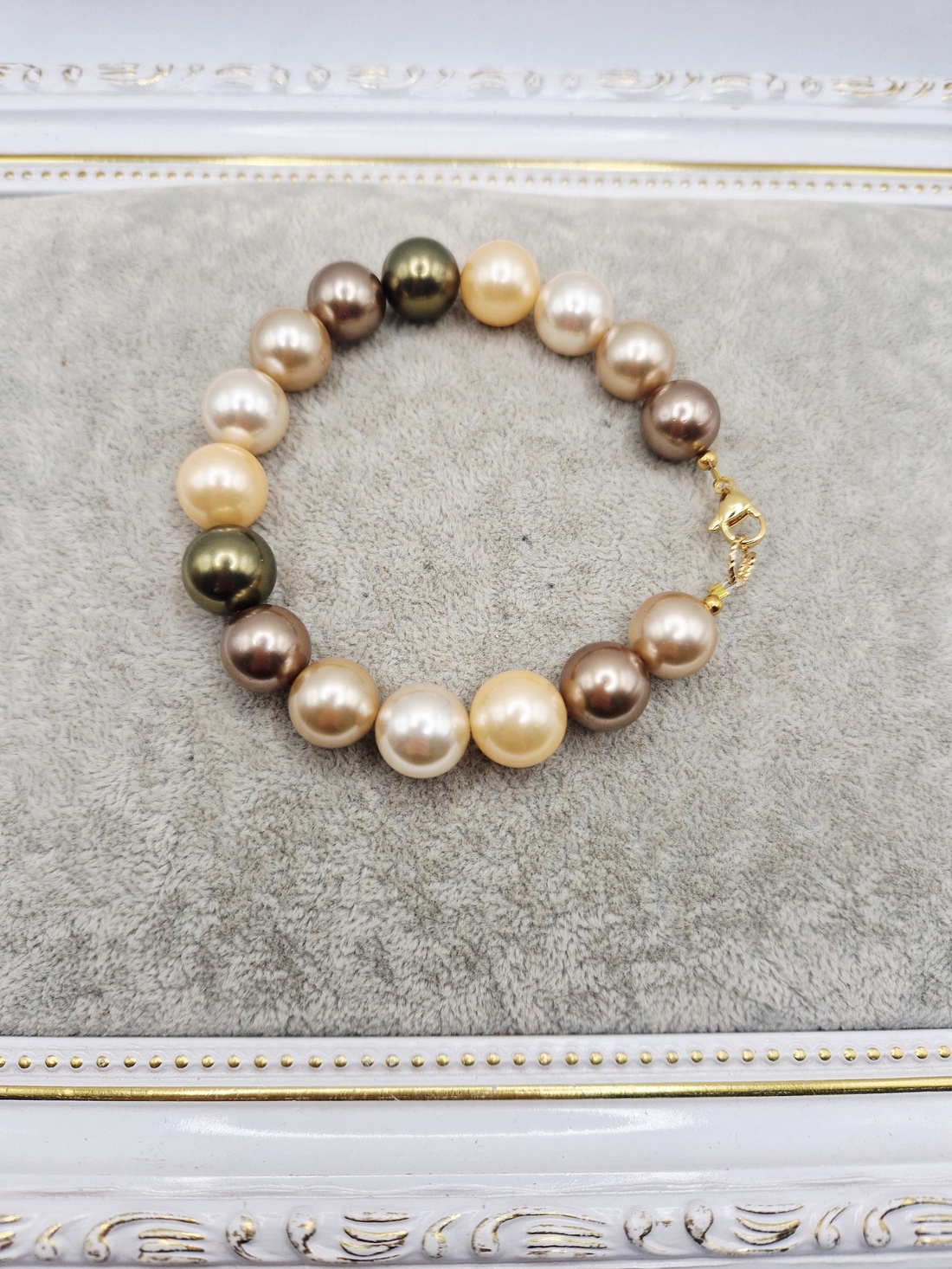 Bratara  Perle tip Mallorca Kaki - bijuterii - brățări - brățări din perle - Artynos.ro