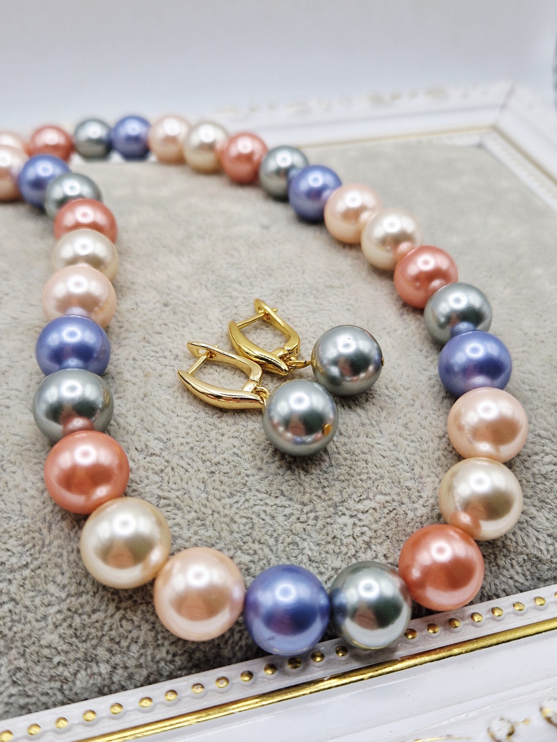 Set / Perle tip Mallorca / turcoaz - bijuterii - coliere - coliere din perle - Artynos.ro