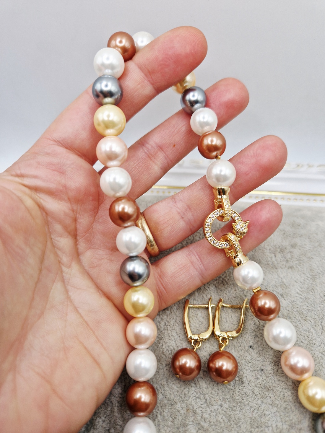 Set Perle tip Mallorca auriu - bijuterii - coliere - coliere din perle - Artynos.ro