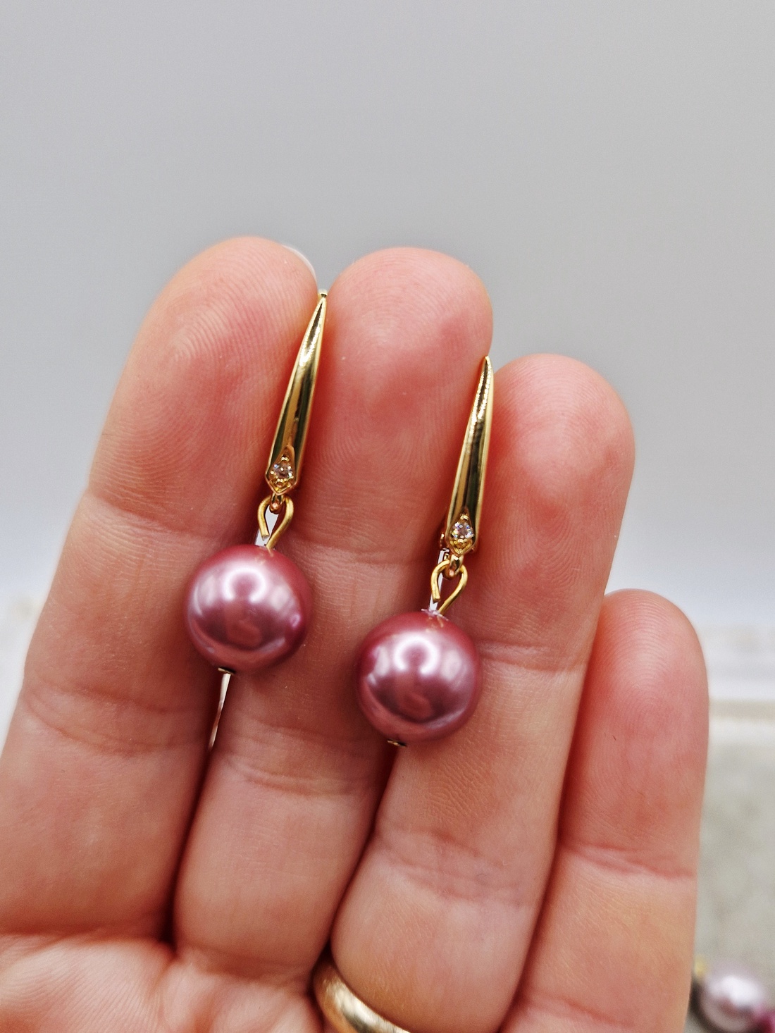 Set Perle tip Mallorca lila - bijuterii - coliere - coliere din perle - Artynos.ro