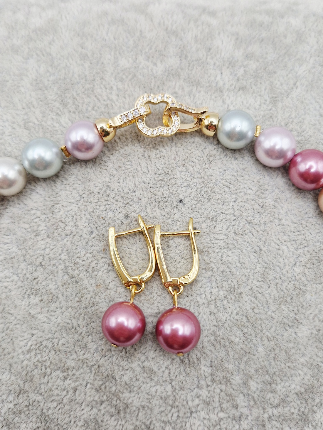 Set Perle tip Mallorca lila - bijuterii - coliere - coliere din perle - Artynos.ro