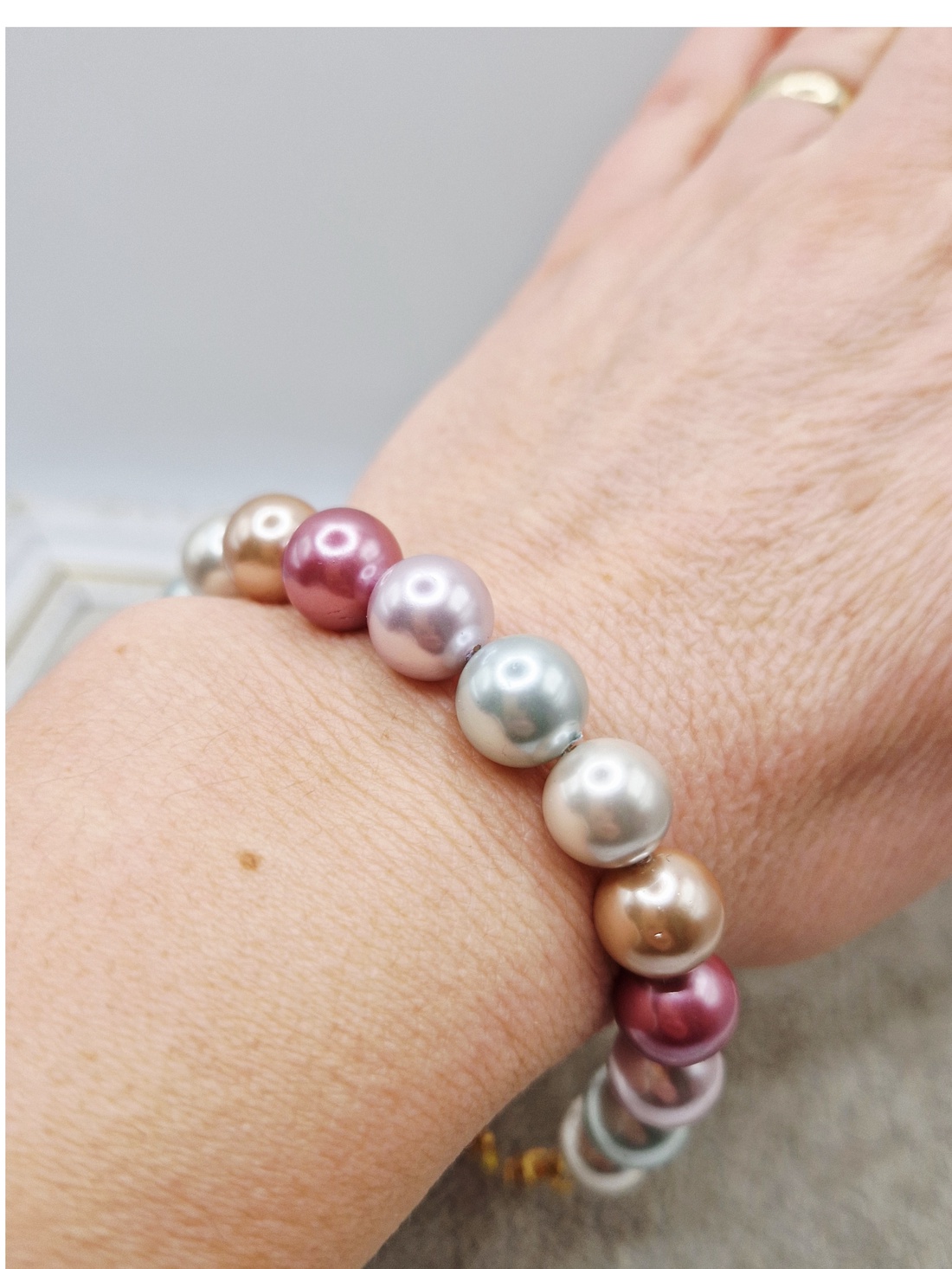 Bratara  Perle tip Mallorca lila - bijuterii - coliere - coliere din perle - Artynos.ro