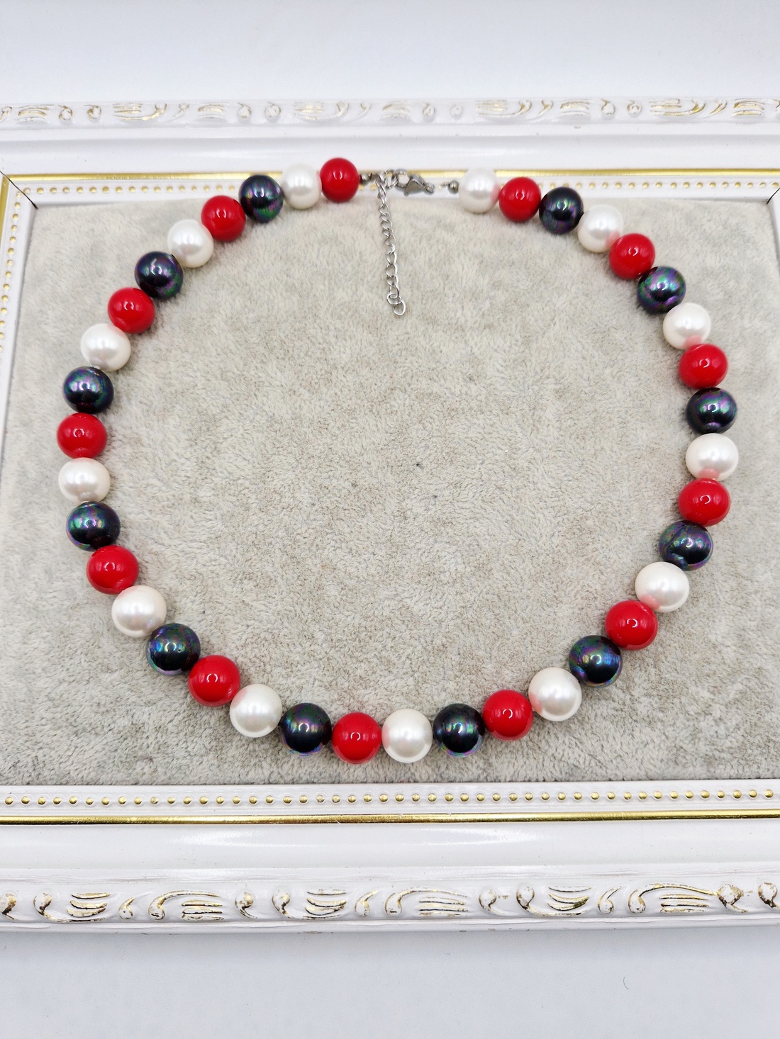 Colier Perle tip Mallorca 3 culori - bijuterii - coliere - coliere din perle - Artynos.ro