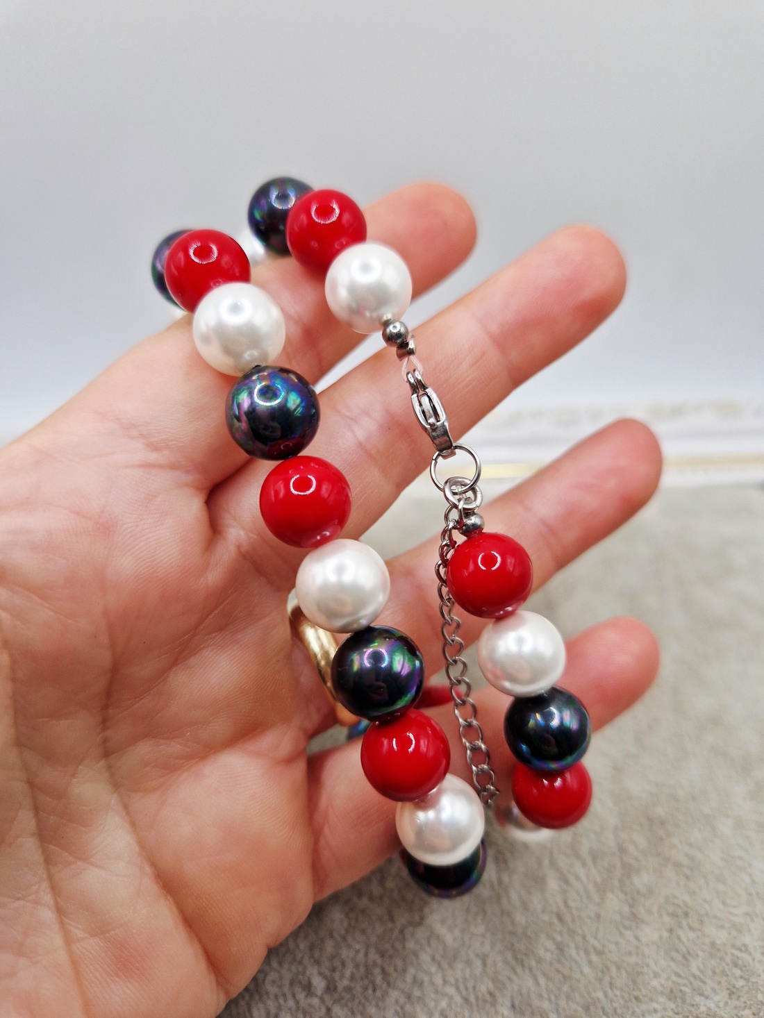 Colier Perle tip Mallorca 3 culori - bijuterii - coliere - coliere din perle - Artynos.ro