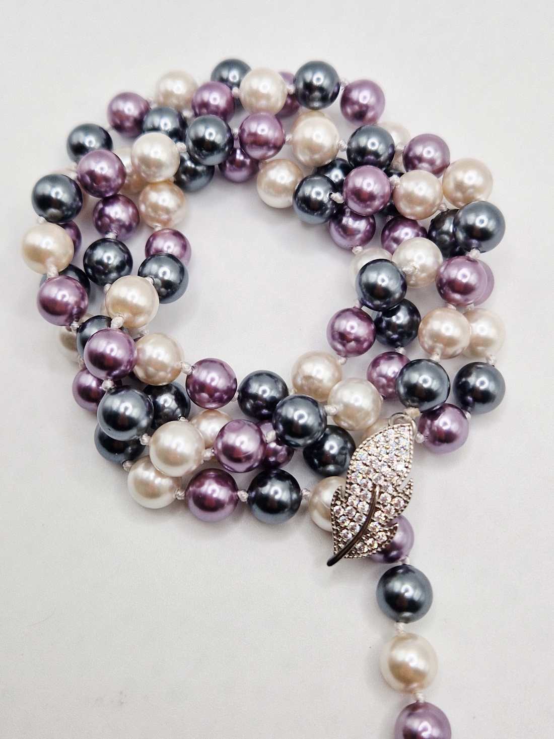 Colier Lung Perle tip Mallorca mov - bijuterii - coliere - coliere din perle - Artynos.ro