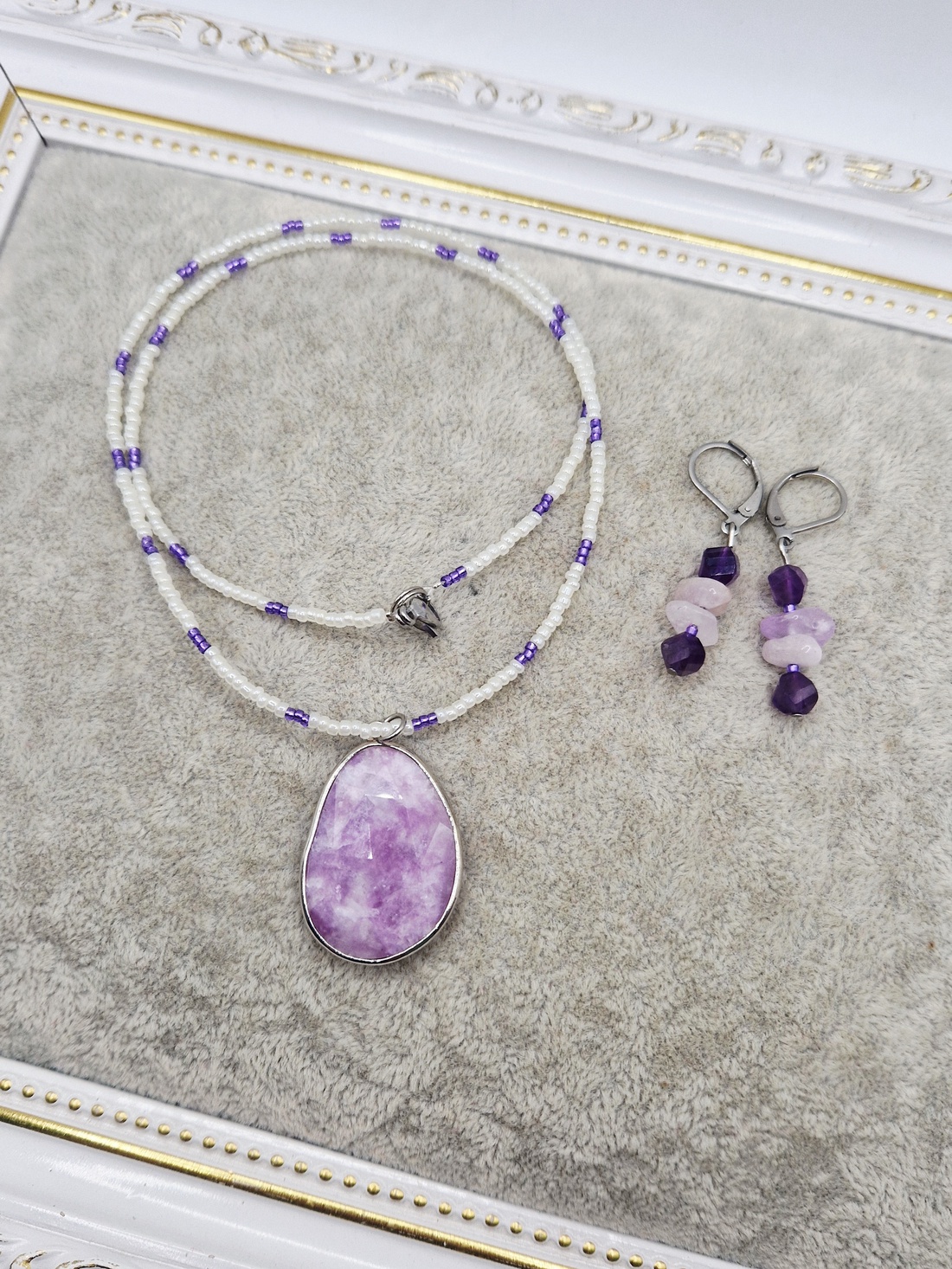 Set colier si cercei ametist - bijuterii - seturi de bijuterii - Artynos.ro