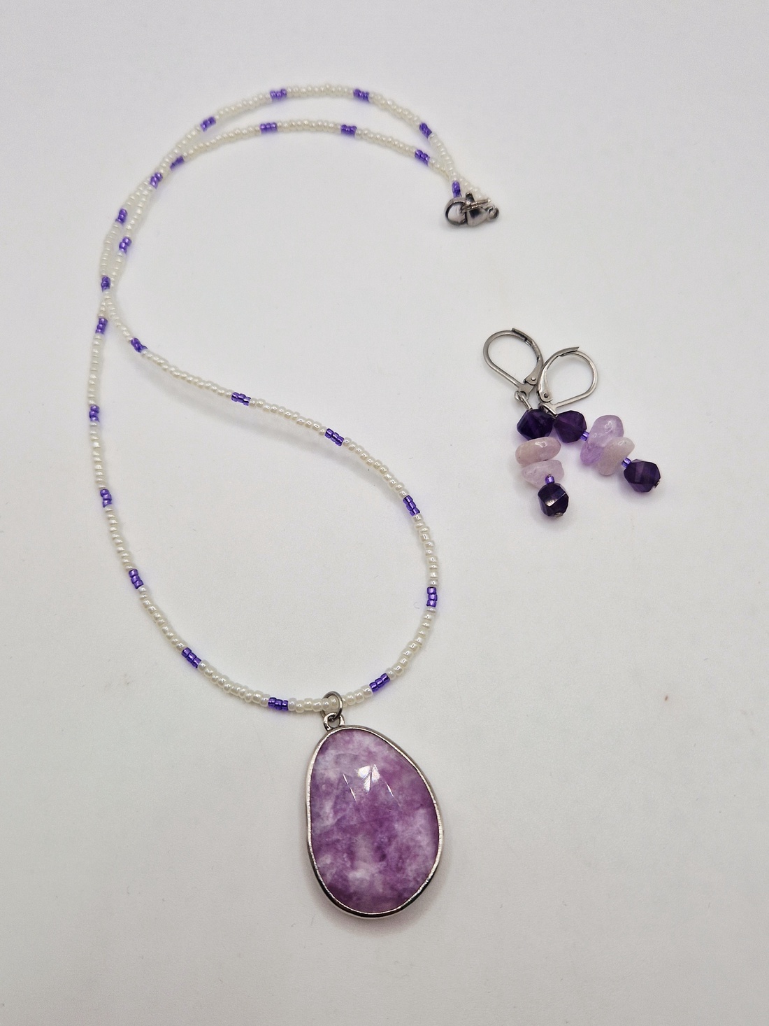 Set colier si cercei ametist - bijuterii - seturi de bijuterii - Artynos.ro