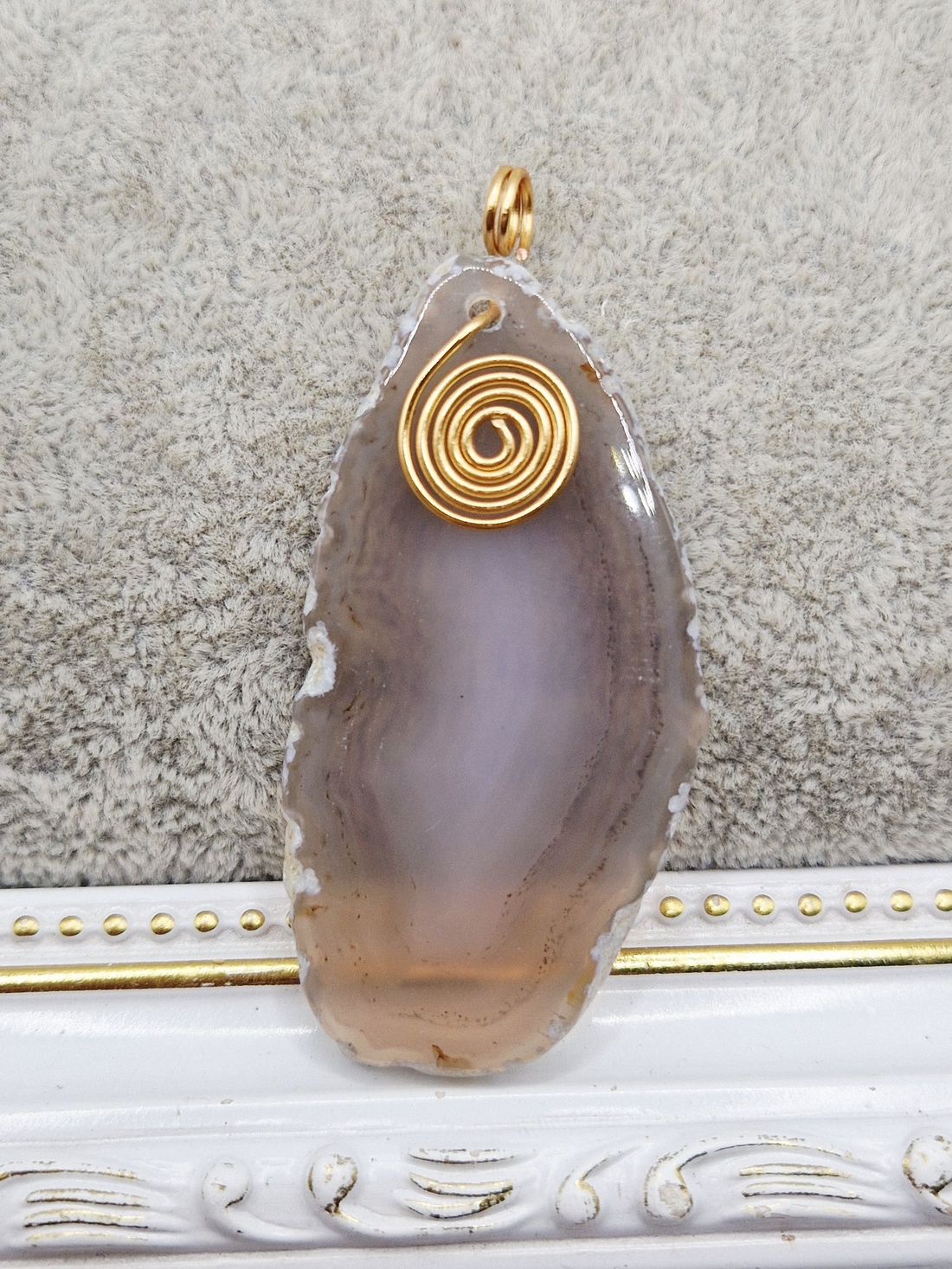 Pandantiv Agata gri cu anou 56x27mm - accessorii și unelte - accesorii pentru bijuterii - Artynos.ro