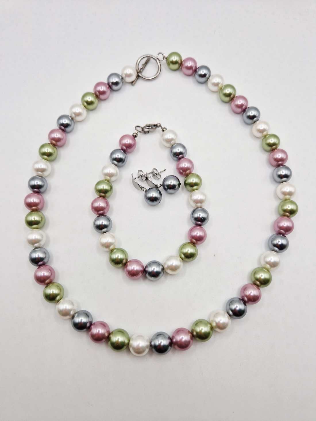 Set / Perle mallorca / inox - bijuterii - seturi de bijuterii - Artynos.ro