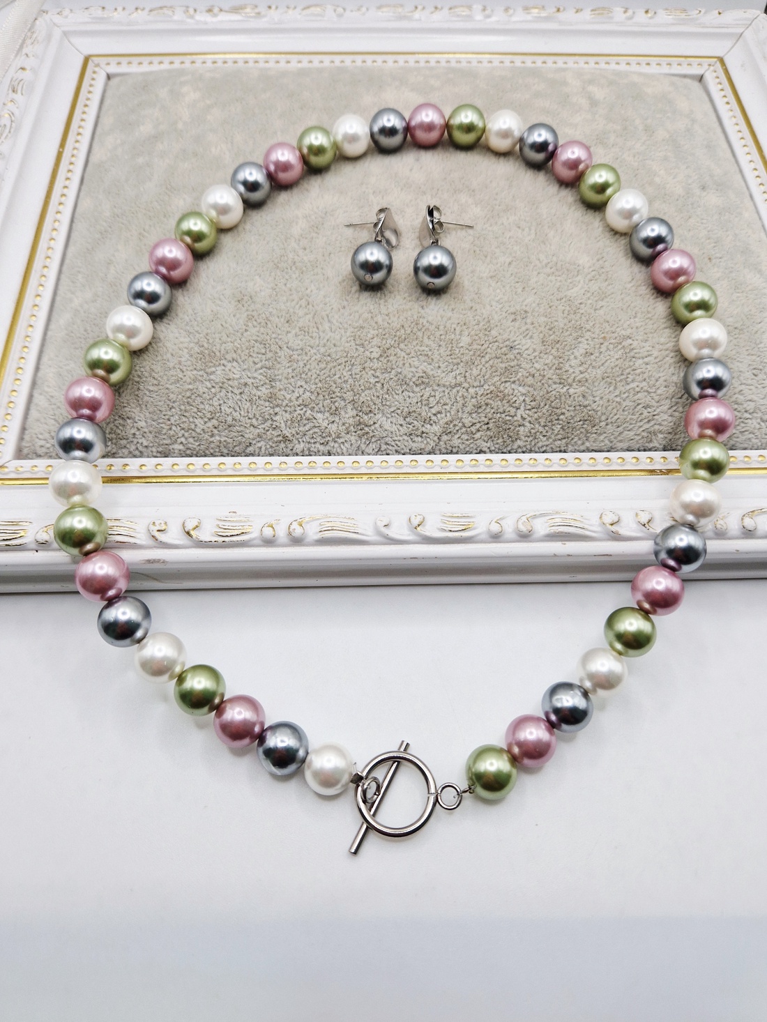 Set / Perle mallorca / inox - bijuterii - seturi de bijuterii - Artynos.ro